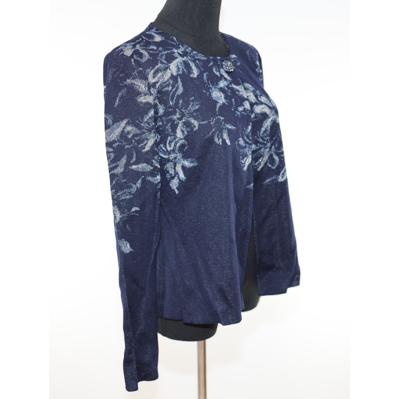 St. John ST JOHN Blue Silver Evening 2pc Knit Dress & Jacket Set 12/M Size M / US 6-8 / IT 42-44 - 3 Thumbnail