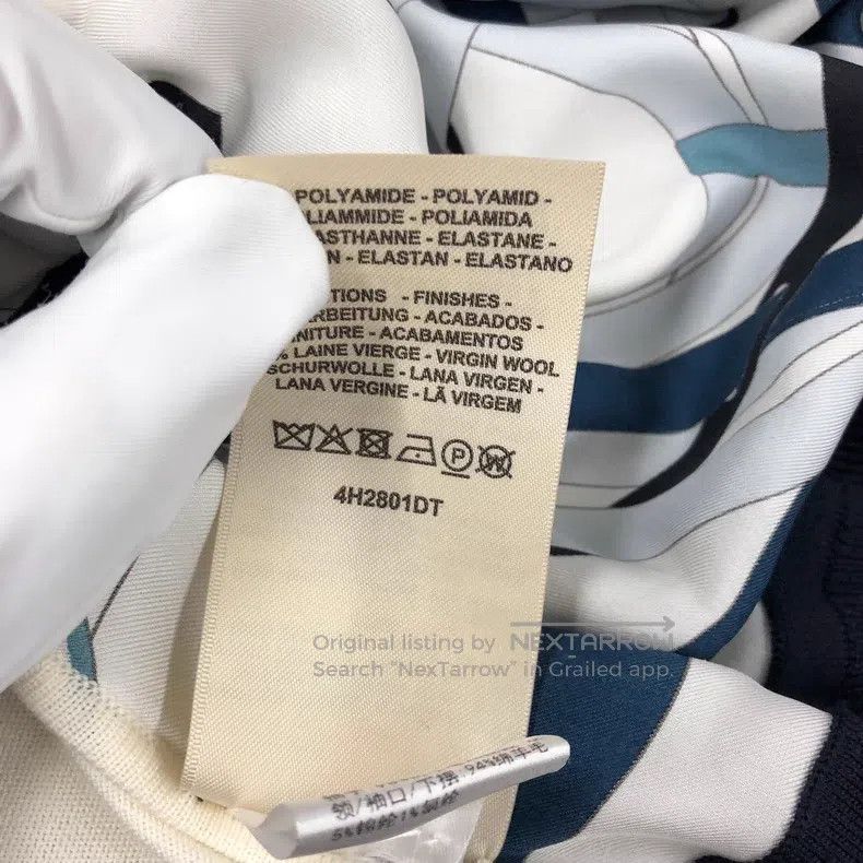 Hermes Hermes Silk Knit Two-Faced Top, White with Blue Size XS / US 0-2 / IT 36-38 - 5 Thumbnail