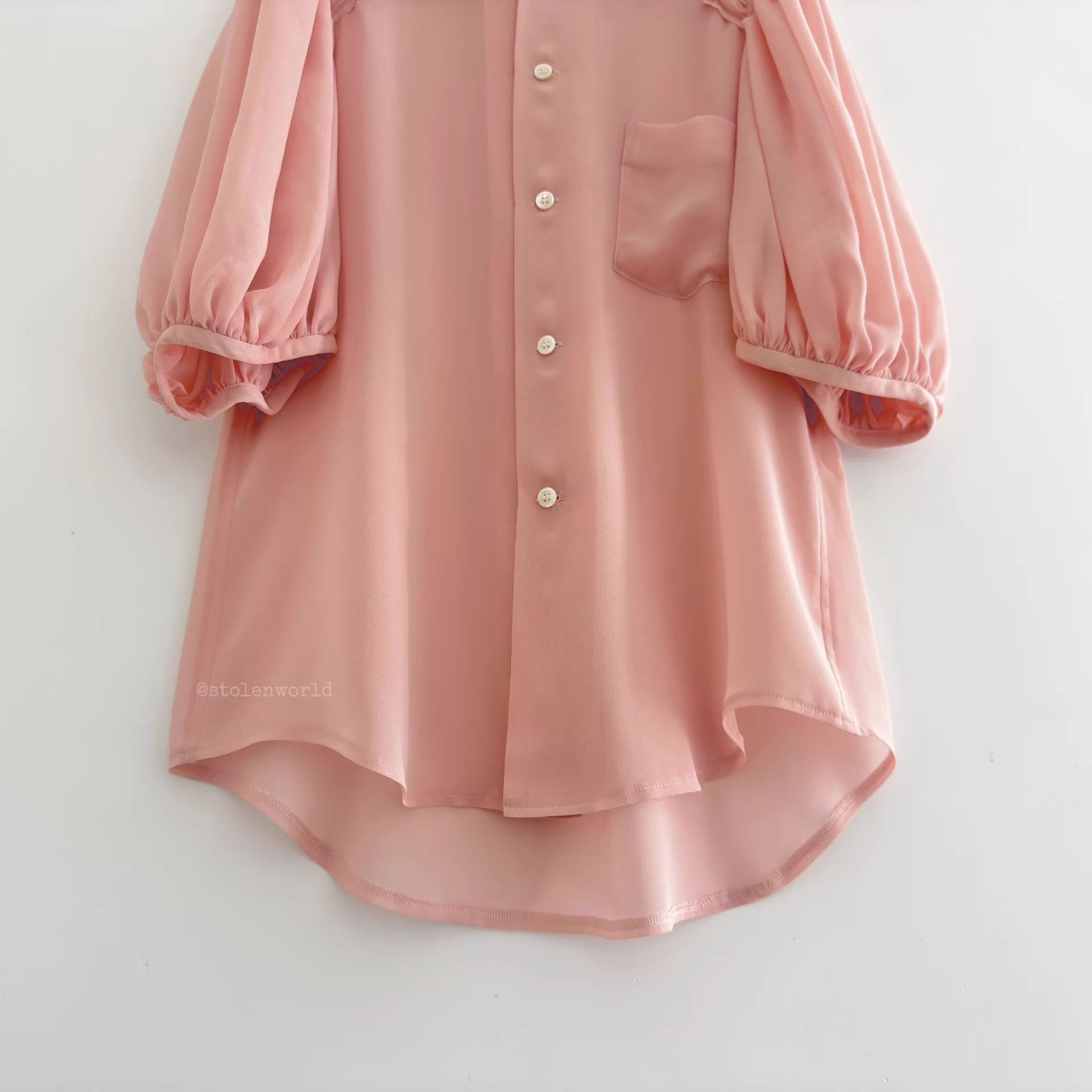 Comme des Garcons CDG comcom light pink chiffon pleated puff-sleeve shirt Size S / US 4 / IT 40 - 5 Thumbnail