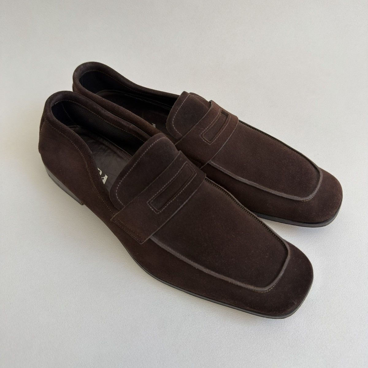 Prada Brown Suede ‘Square Toe’ Loafers Size US 8.5 / EU 41-42 - 6 Thumbnail