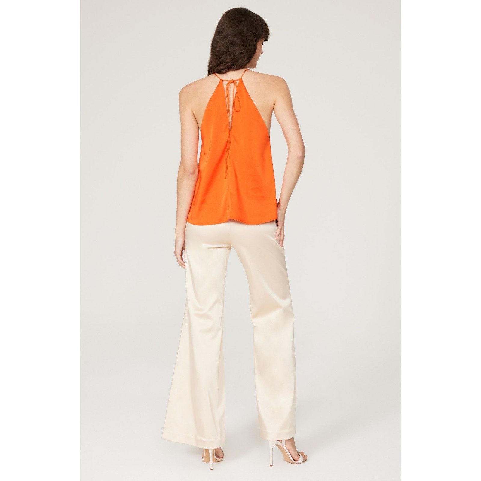 Other RTR Cobando Sz 6 Orange Skinny Strap Halter Satin Tank Top Size M / US 6-8 / IT 42-44 - 2 Thumbnail