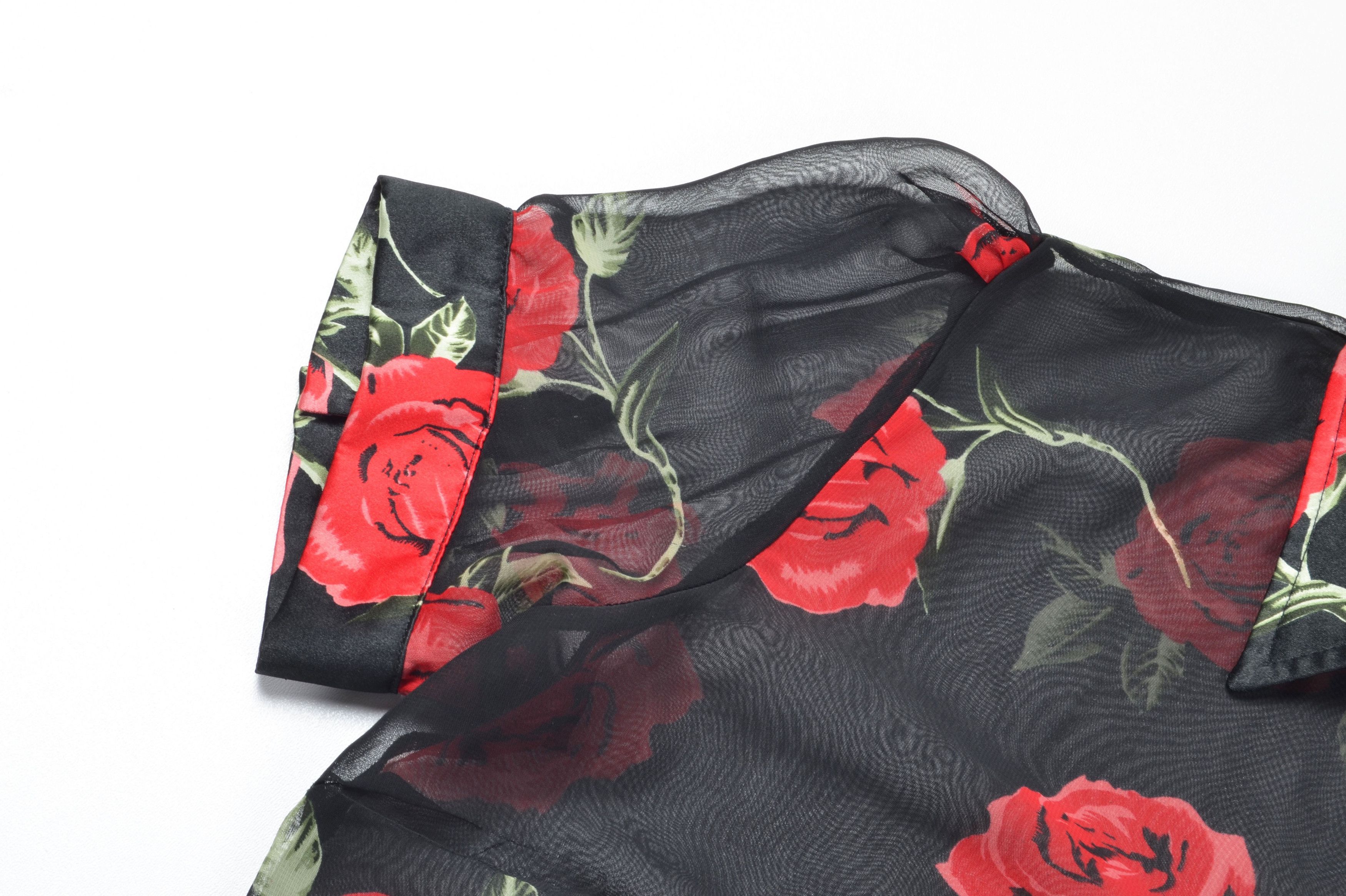 Roberto Cavalli Roberto Cavalli 90's Mesh Roses Sheer Button Up Blouse Size L / US 10 / IT 46 - 3 Thumbnail