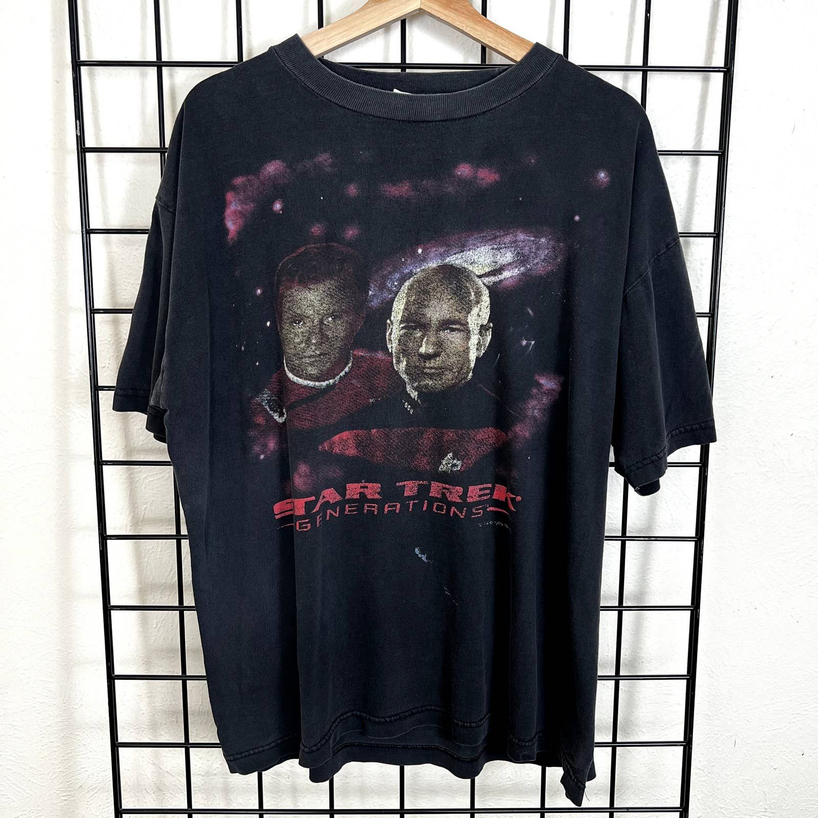 image of Vintage 90's Star Trek Generations Shirt in Black, Men's (Size XL)