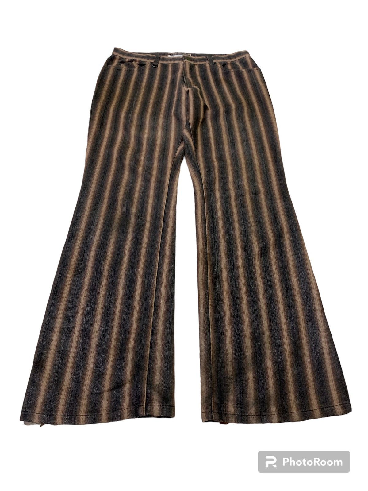 Michel Klein 💥Vintage Flare Japanese General Works MkHomme Stripe Pant Size US 30 / EU 46 - 2 Thumbnail