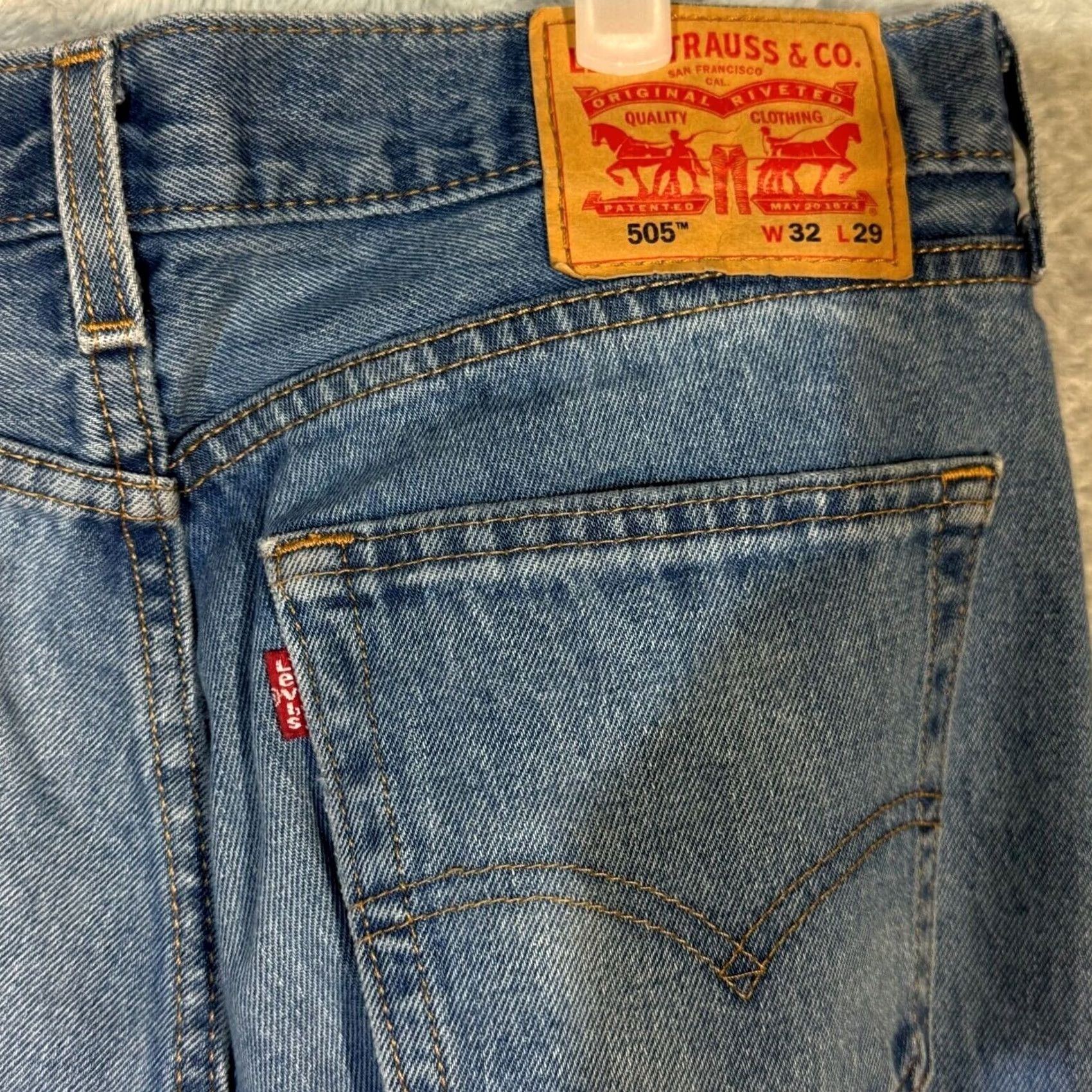 Levi's Levi’s 505 Jeans Men’s 32x30 Blue Denim Stretch Mid Rise Straight Leg Jeans Size US 32 / EU 48 - 7 Thumbnail