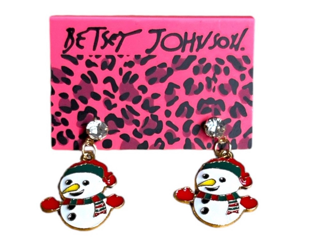 Betsey Johnson BETSEY JOHNSON Snowman Winter Crystal Studded Drop Earrings Size ONE SIZE - 3 Thumbnail