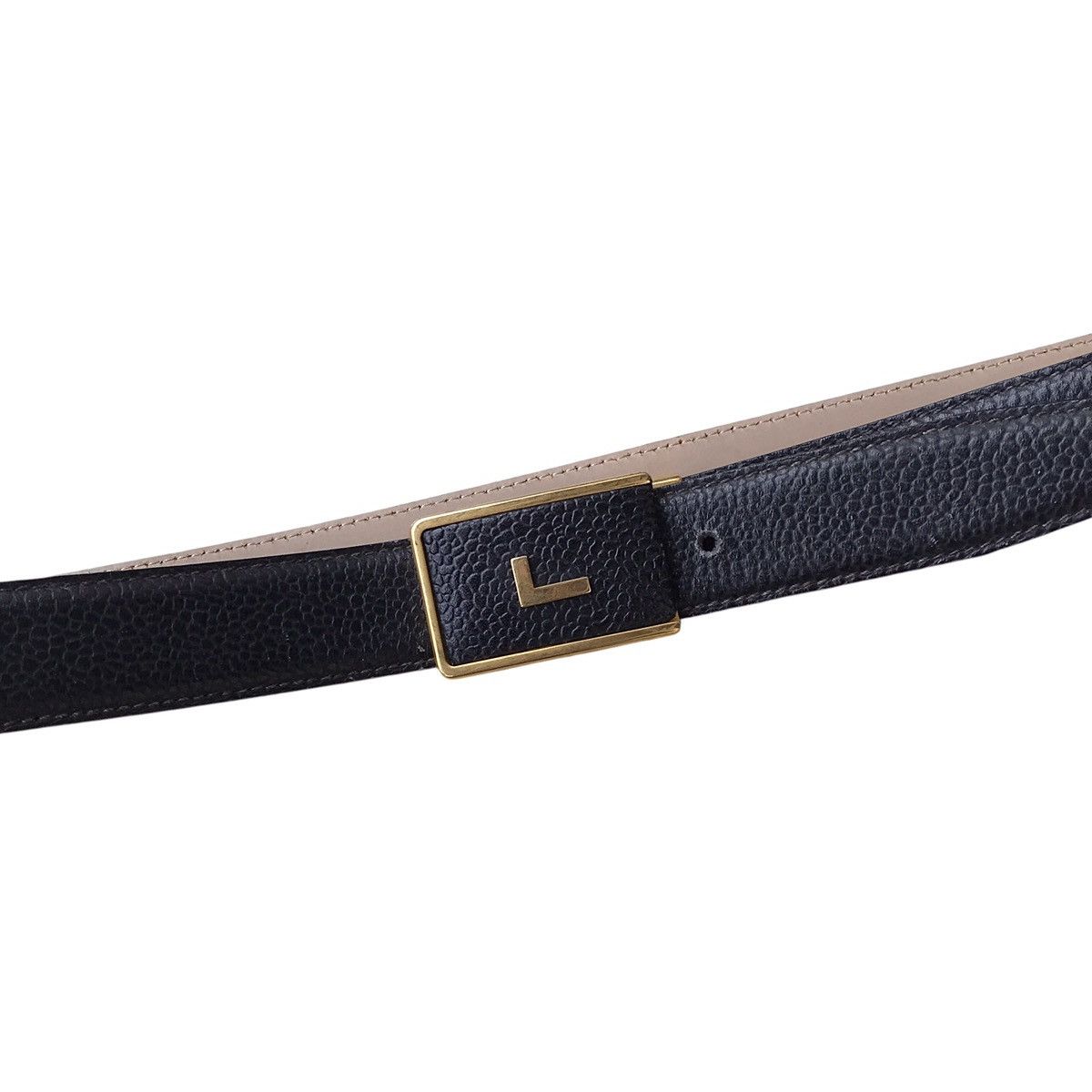 Designer × Lancel Lancel Paris Vintage L Logo Leather Designer Belt Size 36 - 1 Thumbnail