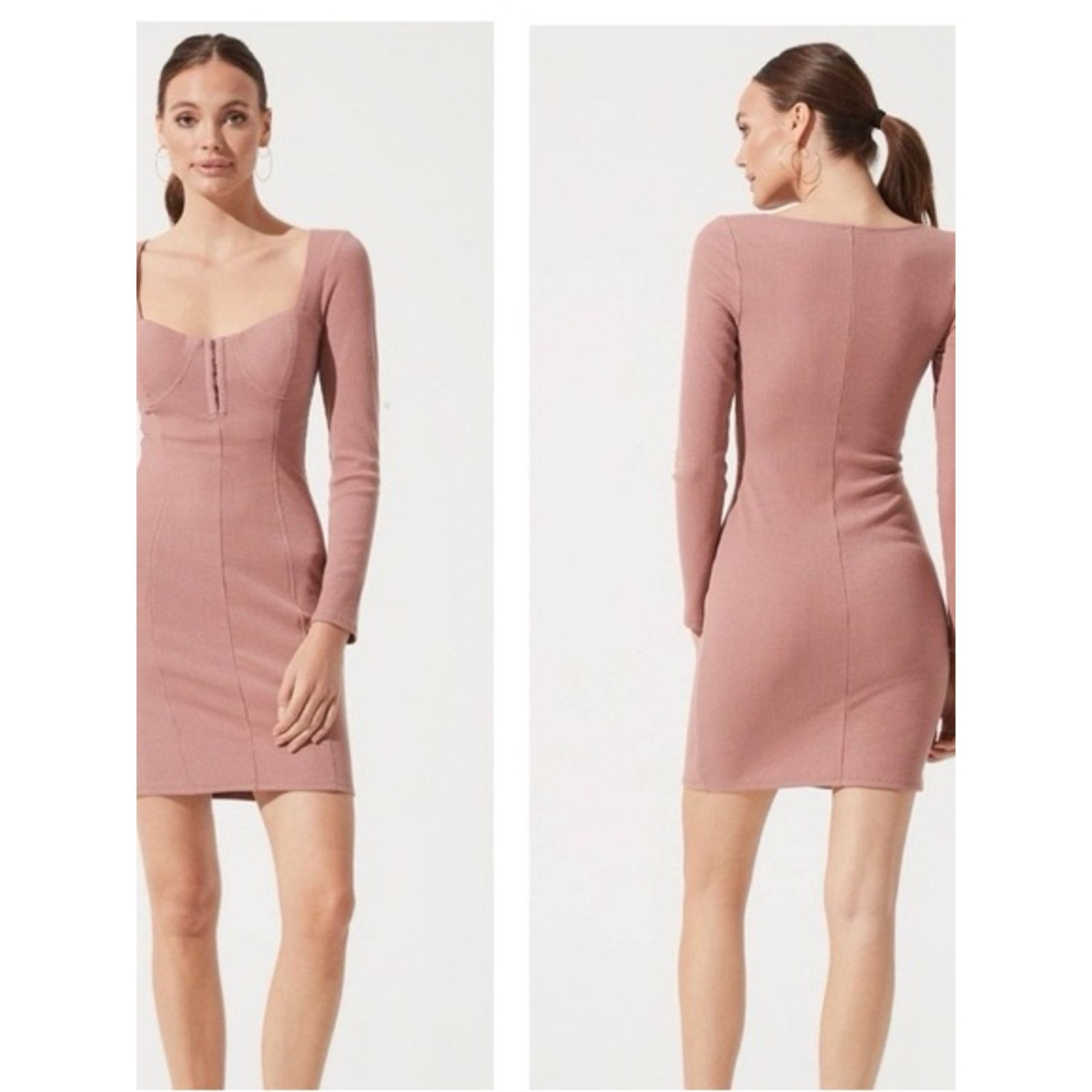 ASTR The Label ASTR The Label Ribbed Long Sleeve Bodycon Dress Womens XL Size XL / US 12-14 / IT 48-50 - 2 Thumbnail