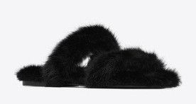 Saint Laurent Paris oc11z1125 Bleach Mules in Animal Free Fur in Black Size US 7.5 / IT 37.5 - 4 Thumbnail