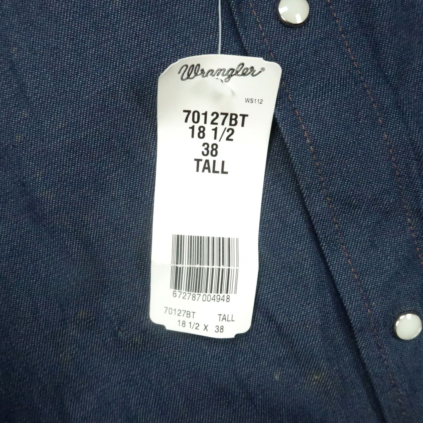 Wrangler Wrangler Blue Denim Shirt Mens 3XL Tall Long Sleeve Snap Button Up Cowboy Western Size US XXL / EU 58 / 5 - 4 Thumbnail