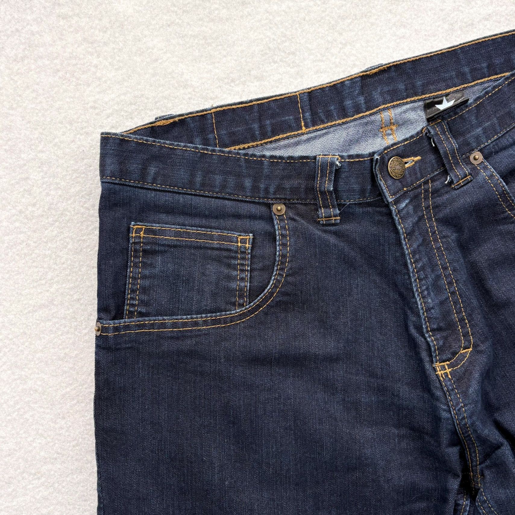 Denime Dearborn Denim Jeans Mens 32x34 Blue Dark Wash Straight Stretch Made In USA Size US 32 / EU 48 - 3 Thumbnail