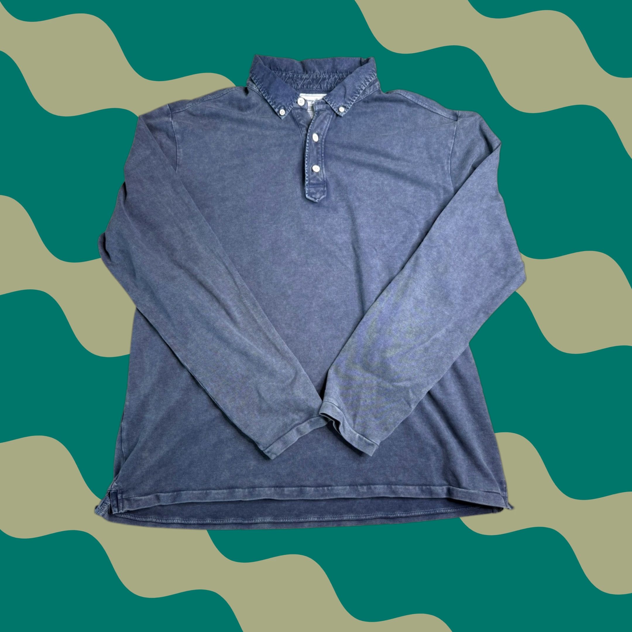Tommy Bahama Tommy Bahama Jeans Long Sleeve Polo Shirt Denim Specialist XL Men Blue Den Inc Indigo Wash Casual Shirt 3-Button Mens Size US XL / EU 56 / 4 - 1 Thumbnail