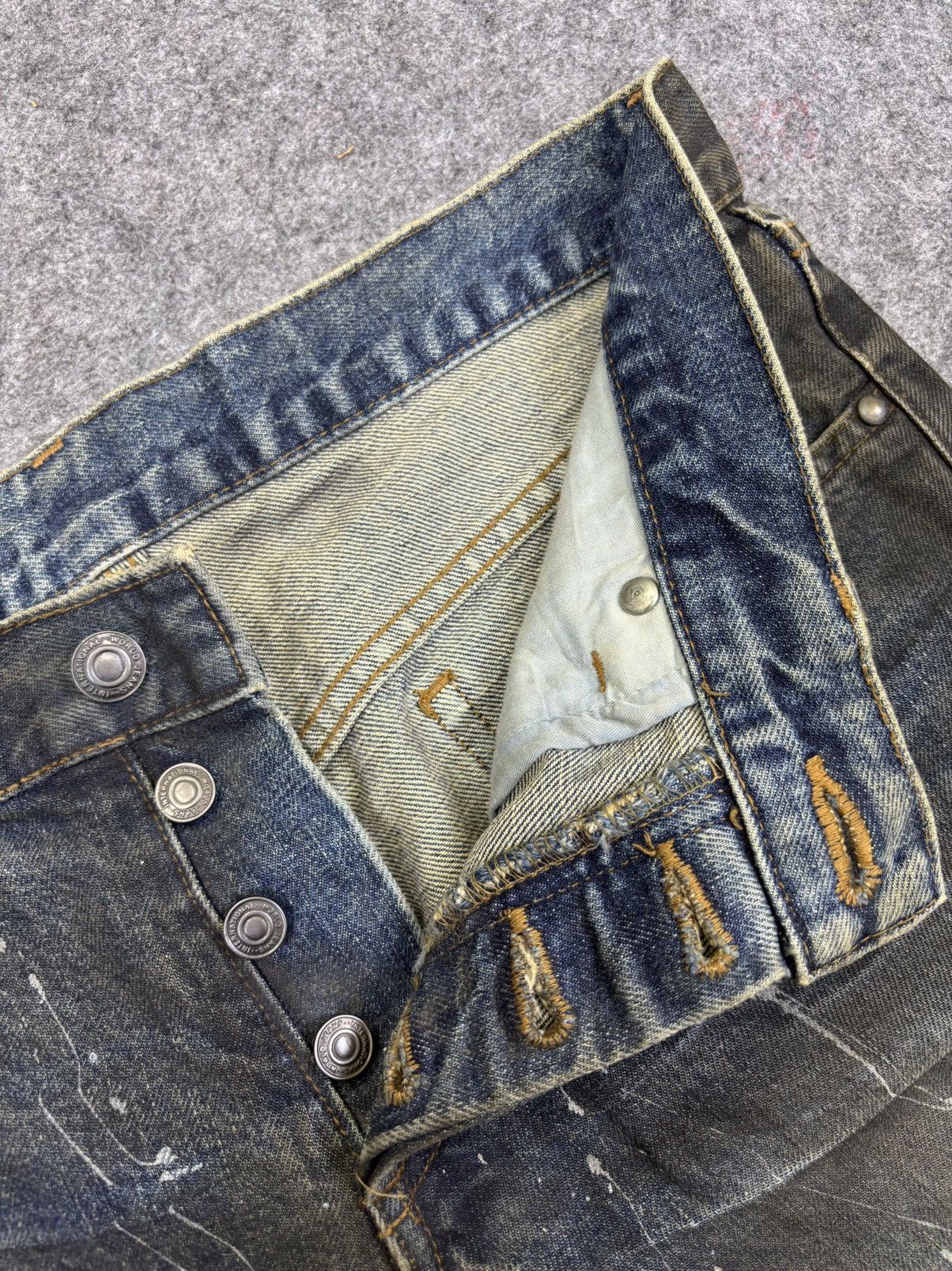 Shellac 💥Archival Flare💥Shellac Paper Sliding Dirt Style Denim F789 Size US 31 - 7 Thumbnail