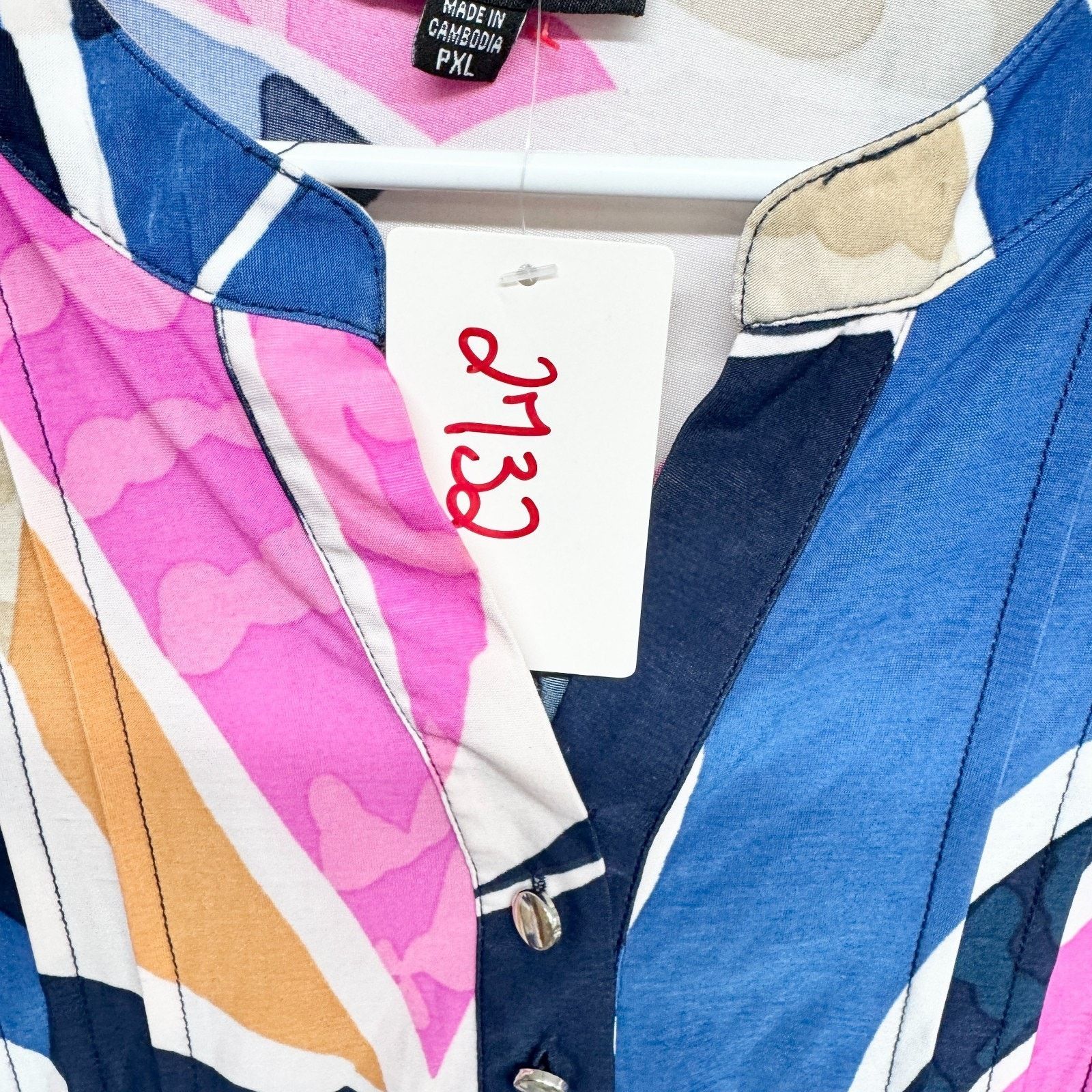 Other Cocomo Petite Shirt PXL Button V-Neck 3/4 Tie Sleeve Blouse Size XL / US 12-14 / IT 48-50 - 3 Thumbnail