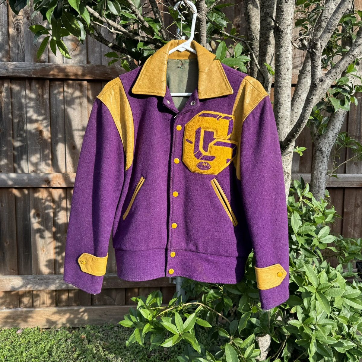 Vintage 60s Varsity Letterman Jacket Cropped Football