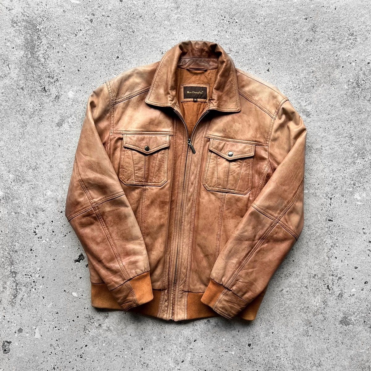 Leather Leather Jacket Vintage Mac Douglas Men s Vintage Full Zip Brown Real Leather Jacket Grailed