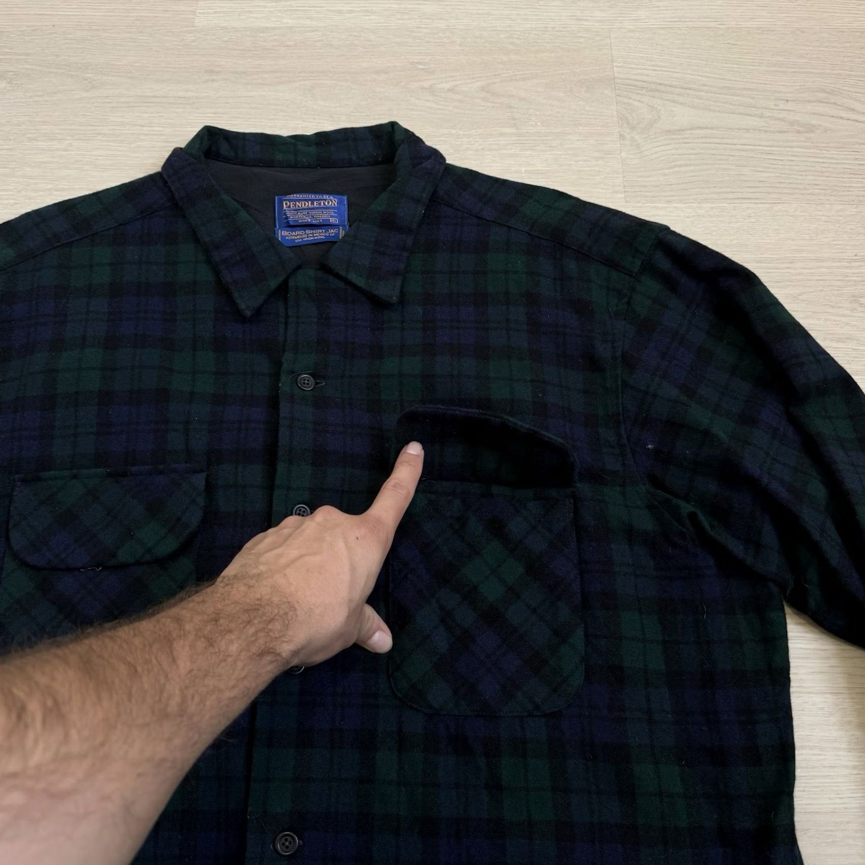Pendleton VINTAGE Pendleton Board Shirt Jac Shirt XL Blue Plaid Wool Long Sleeve Button-Up Size US XL / EU 56 / 4 - 2 Thumbnail