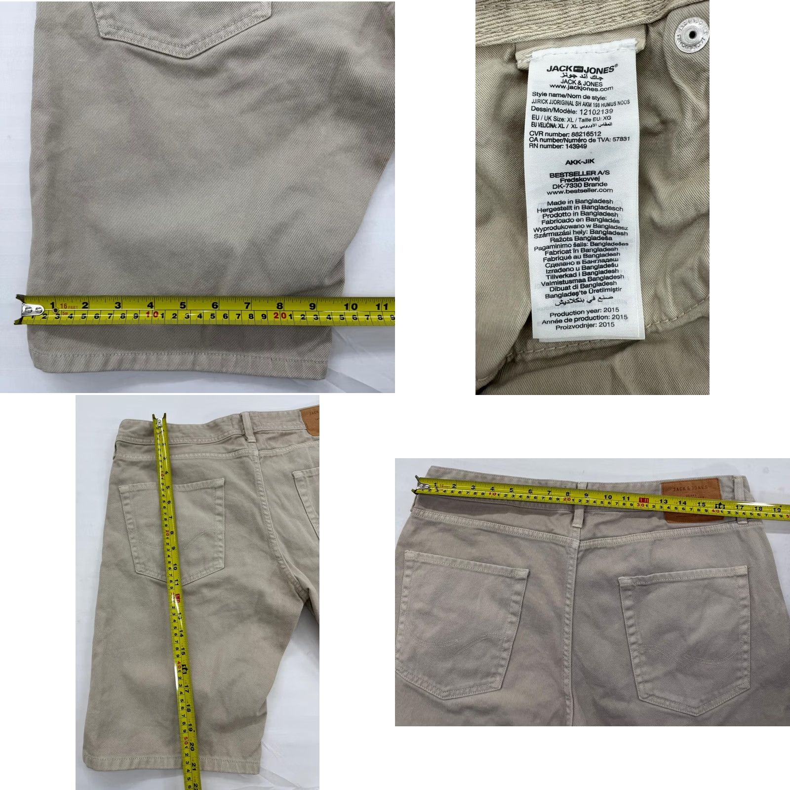 Jack & Jones Jack & Jones Men XL Gray Denim Regular Fit Shorts Five-pocket Rips And Repairs 5-Pocket Size US 36 / EU 52 - 8 Thumbnail