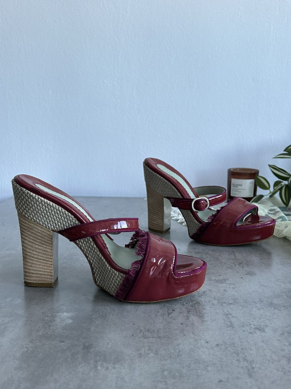 Max Mara × Sportmax SportMax Cherry Red Platform Max Mara Luxury Heels Designer Size US 7 / IT 37 - 9 Thumbnail