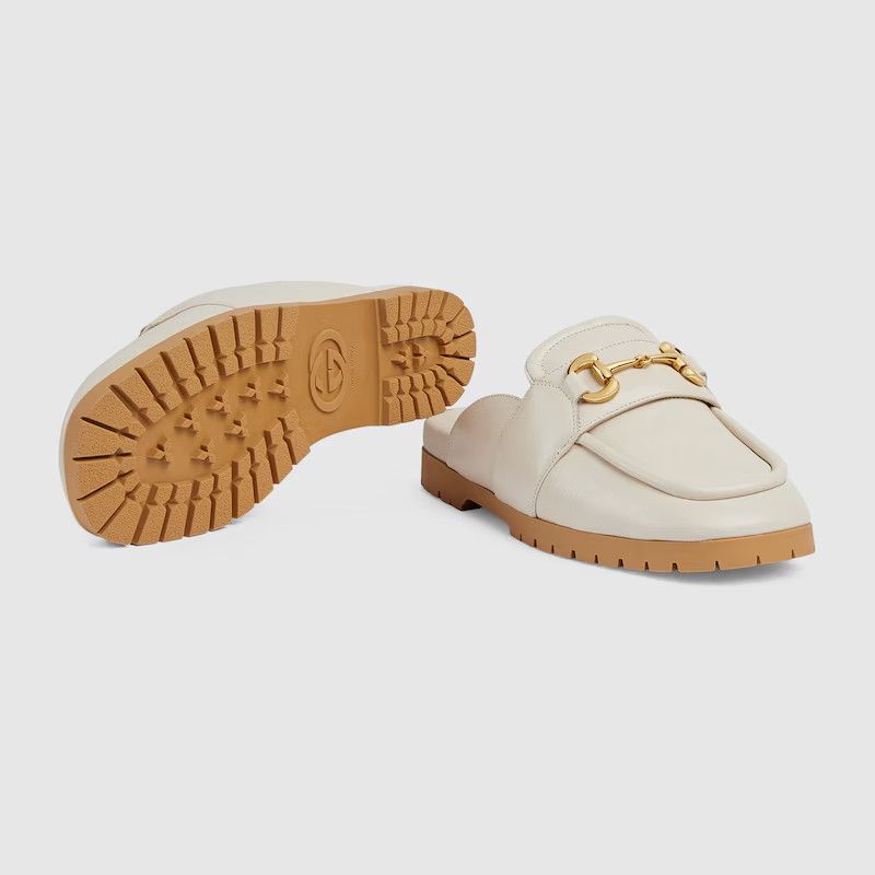 Gucci o1s1wg110425 Women's Mules With Horsebit in Off White Size US 8.5 / IT 38.5 - 5 Thumbnail