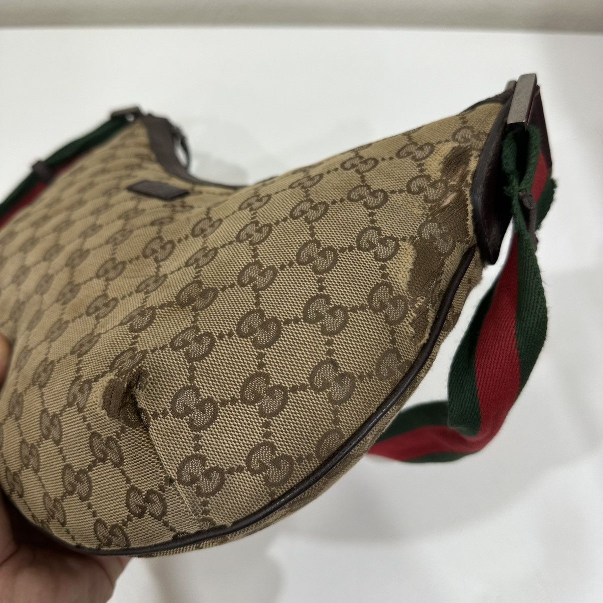 Gucci GUCCI GG WEB HALF MOON MEDIUM CROSSBODY BAG 17 Size ONE SIZE - 10 Thumbnail