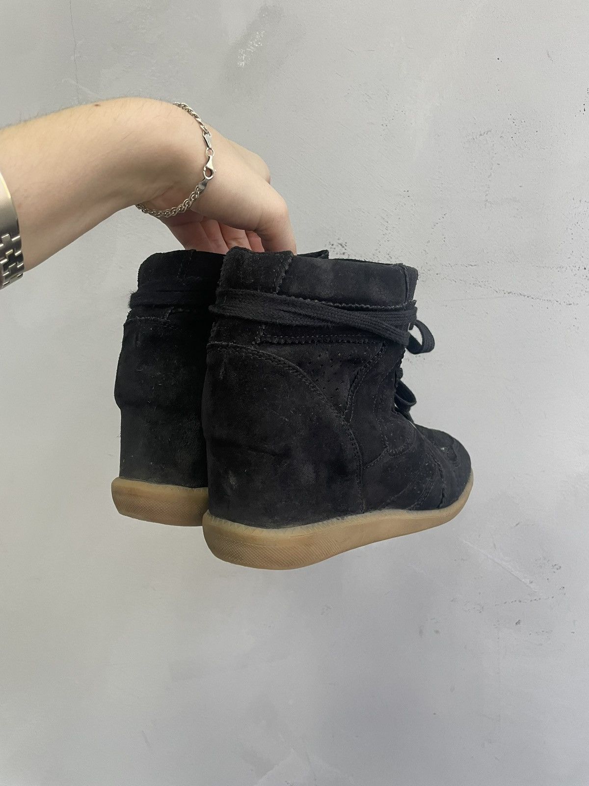 Japanese Brand Isabel marant style wedge heel boots black suede retro y2k Size US 7 / EU 40 - 3 Thumbnail