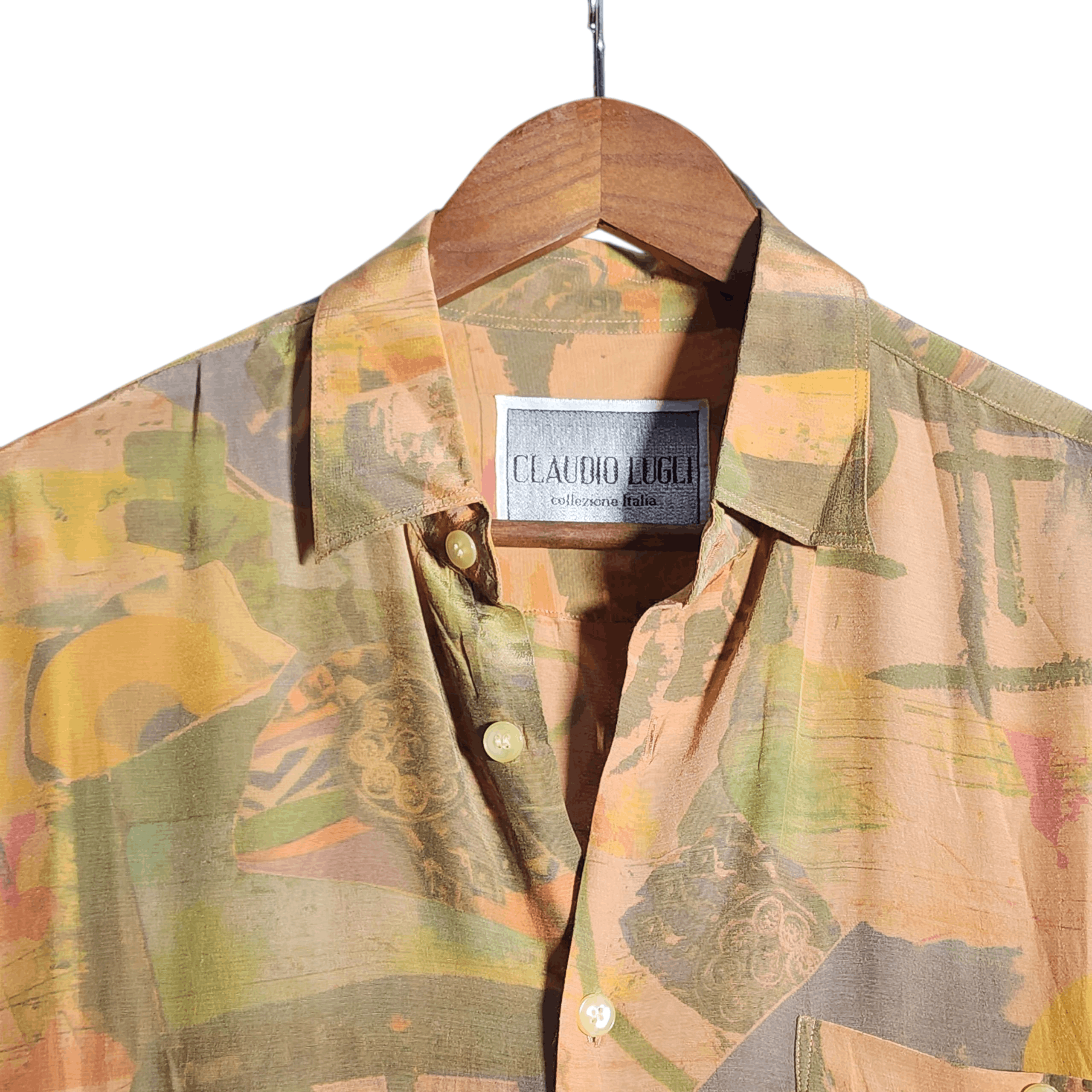 Vintage Vintage 80s Shirt KBC Viscose Claudio Lugli Size US XL / EU 56 / 4 - 3 Thumbnail
