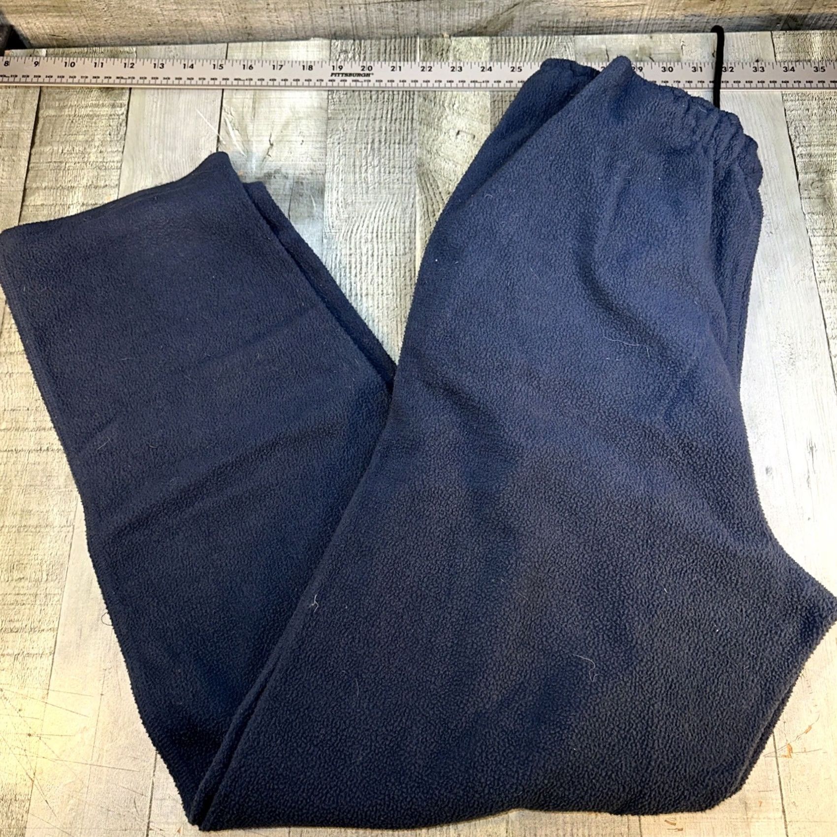 Vintage VINTAGE NAVY Discus Fleece Pants XL Navy Blue Wide Leg Track Style Joggers Mens XL Navy Blue Size US 36 / EU 52 - 3 Thumbnail