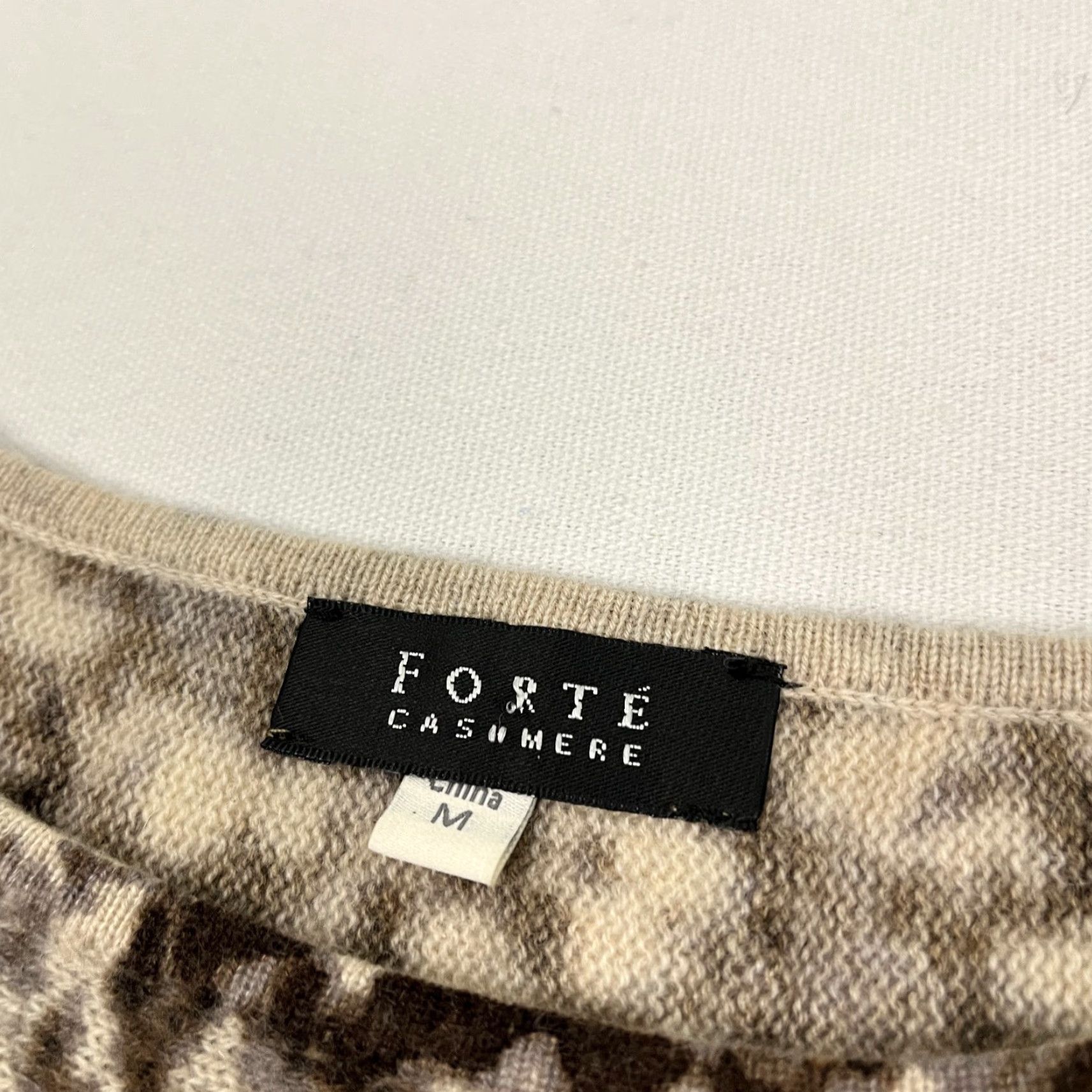 Fortela FORTE Cashmere Sweater Womens M Brown Animal Print 1/2 Dolman Sleeve Pullover Size M / US 6-8 / IT 42-44 - 3 Thumbnail
