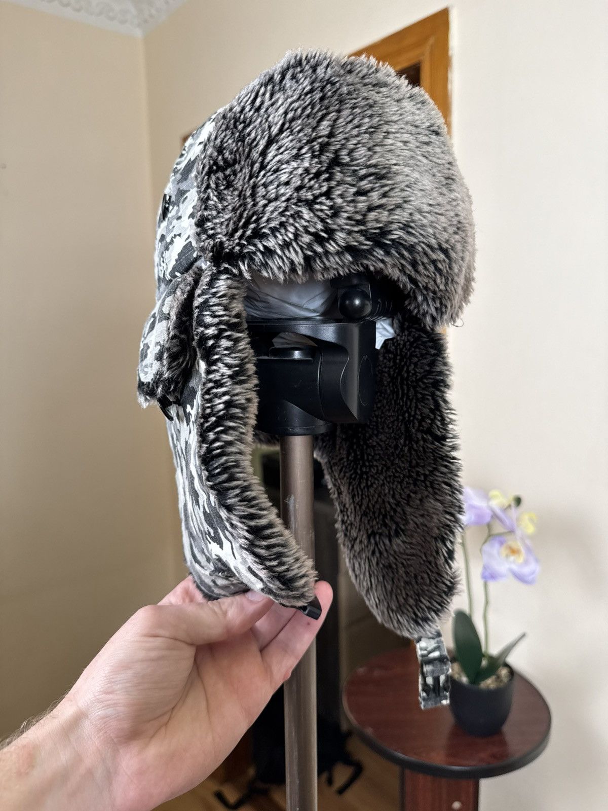No Fear No Fear Ushanka Mohair Fuzzy Paint Hat Camo Crazy Y2K Winter Size ONE SIZE - 6 Thumbnail