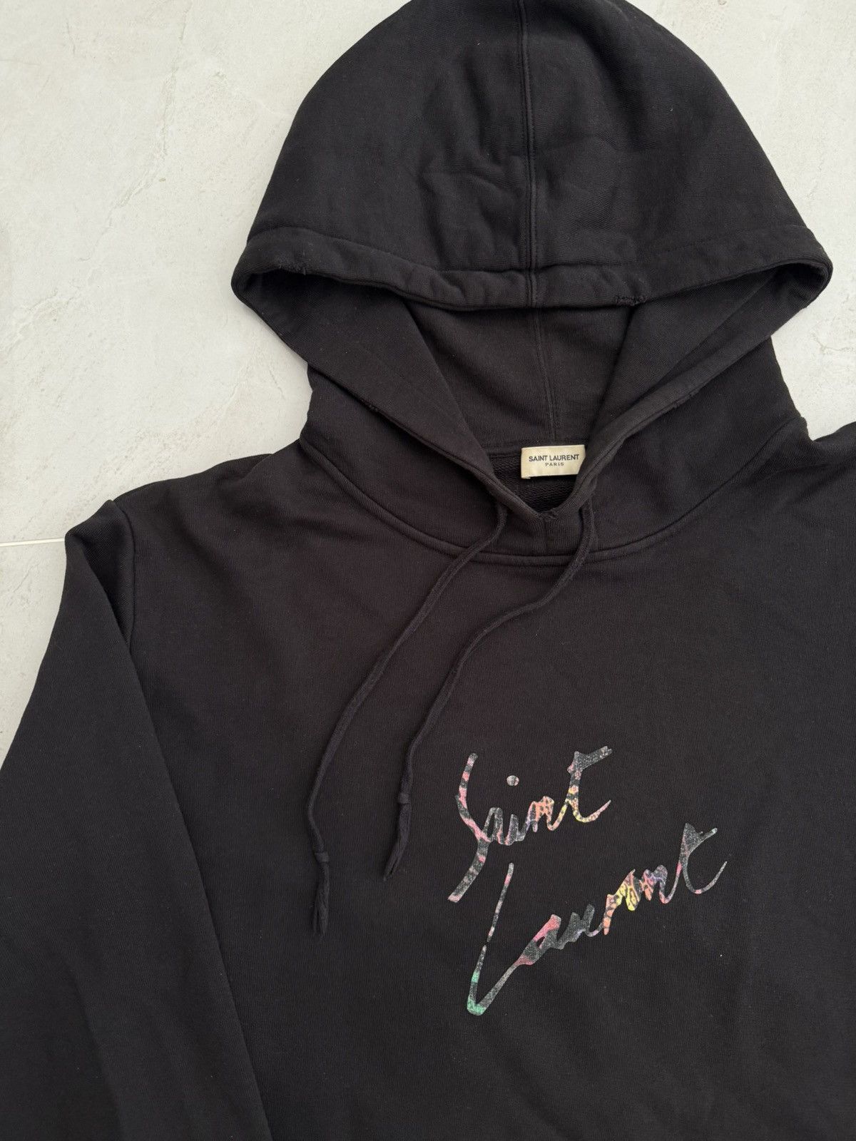 Saint Laurent Paris Saint Laurent Paris Black Logo Hoodie Size XL Size US XL / EU 56 / 4 - 2 Thumbnail