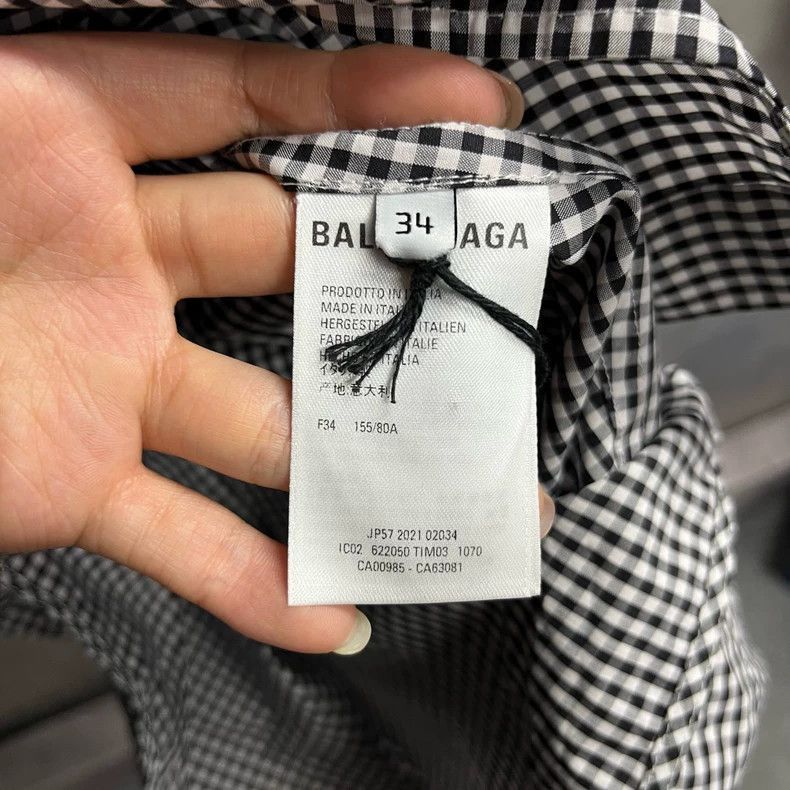 Balenciaga Balenciaga Black and White Plaid Long Sleeve Shirt-2505 Size US S / EU 44-46 / 1 - 3 Thumbnail