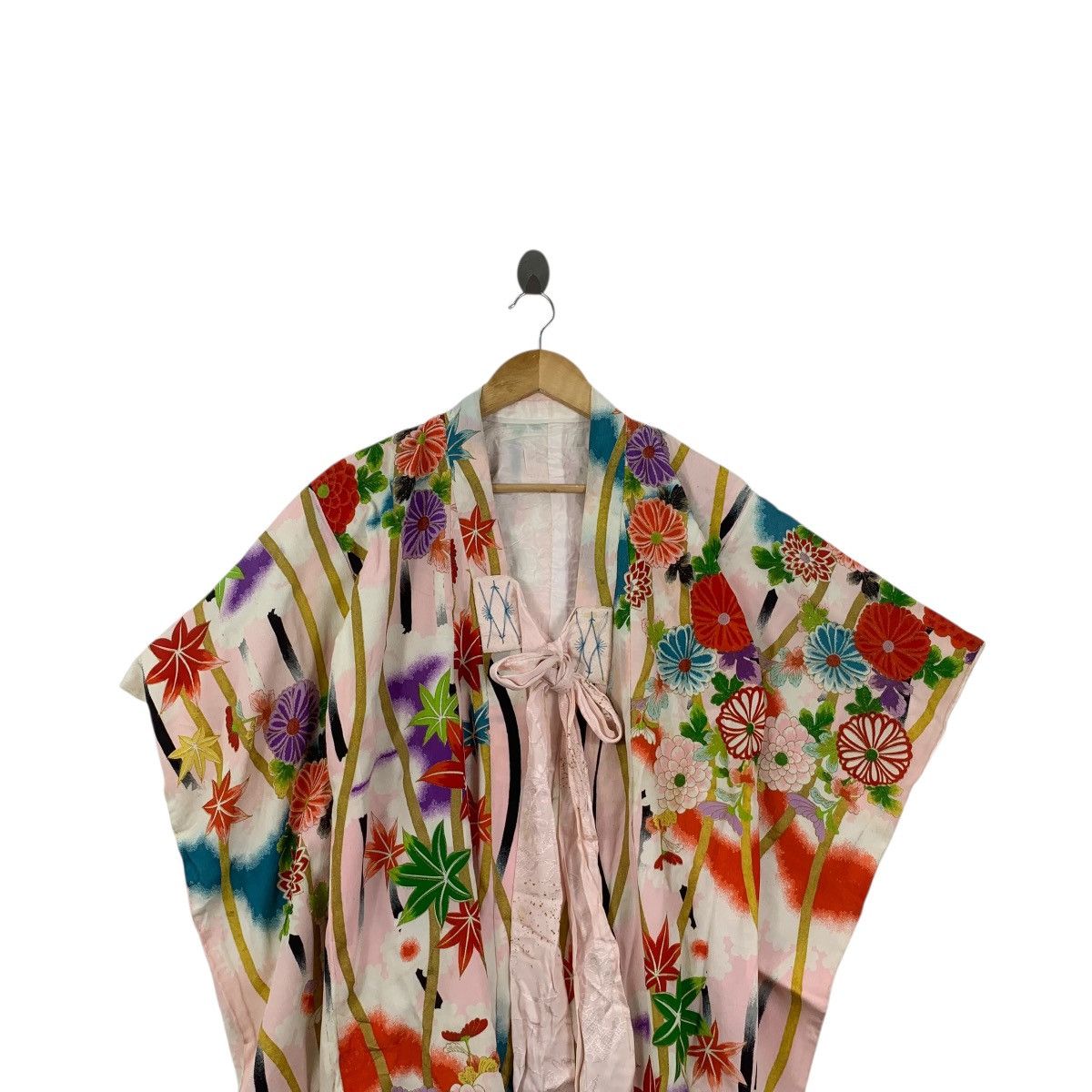 Vintage Vintage 70s KIMONO JAPAN FLORAL Flower AOP Sukajan Coat Size XXL / US 16-18 / IT 52-54 - 2 Thumbnail