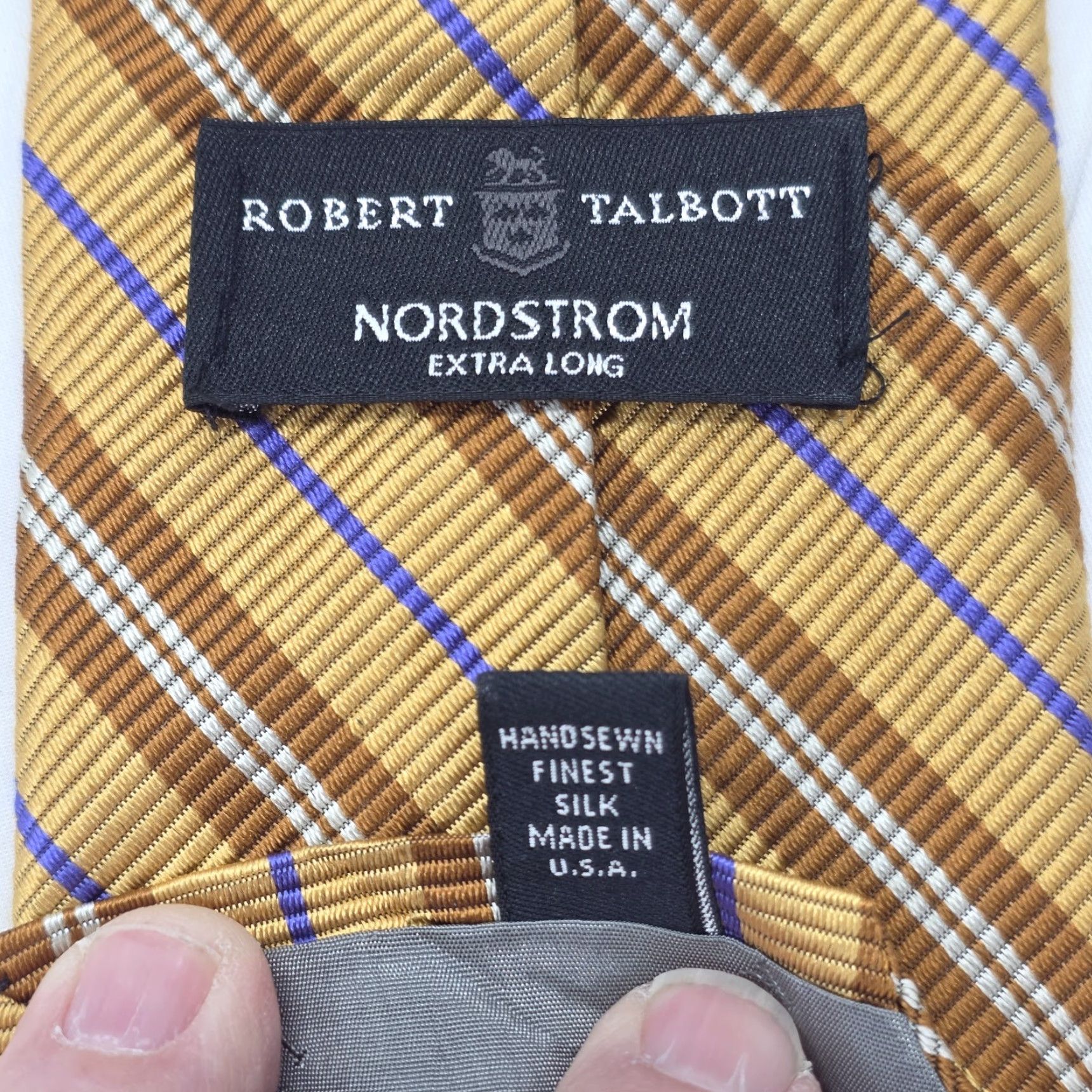 Robert Talbott Robert Talbott Necktie Mens XL Gold Striped Tie Textured Designer USA Size ONE SIZE - 5 Thumbnail