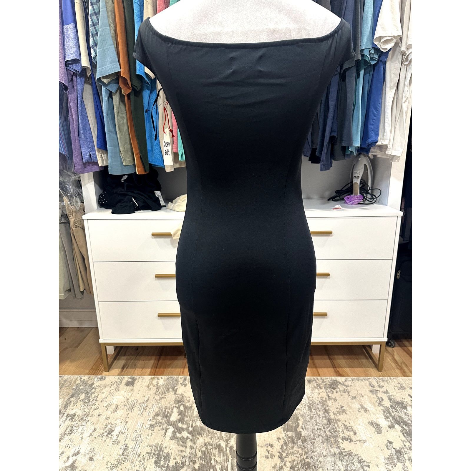 Other Open Edit Black Bodycon Off The Shoulder Mini Dress XS NWT Size XS / US 0-2 / IT 36-38 - 5 Thumbnail