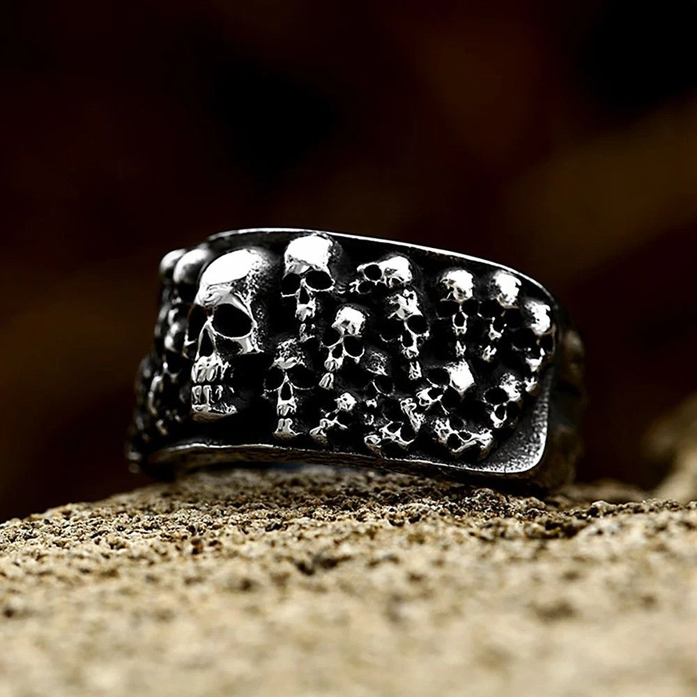 Jewelry Vintage Black Skull Ring Size ONE SIZE - 3 Thumbnail