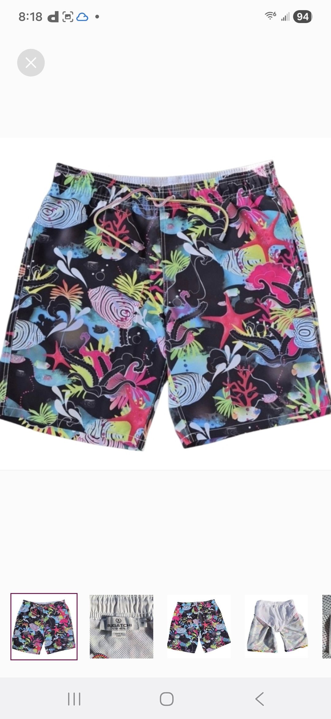 BUGATCHI Bugatchi Uomo Aquatic Print Swim Trunks. Size US 35 - 1 Thumbnail