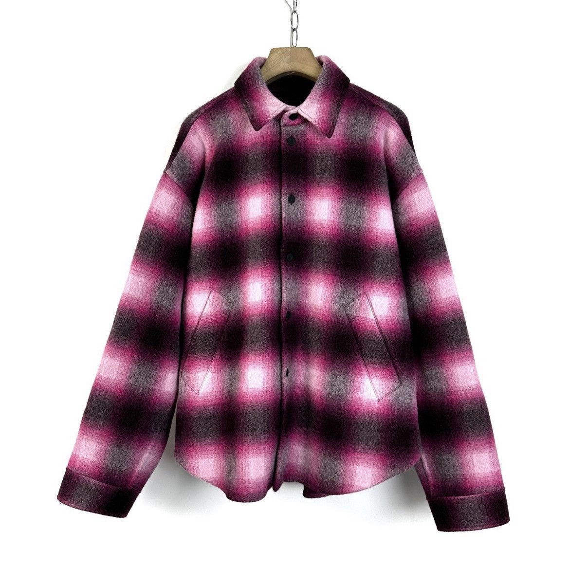 Balenciaga Pink Plaid Long Sleeve Button Up Shirt Size US M / EU 48-50 / 2 - 1 Thumbnail