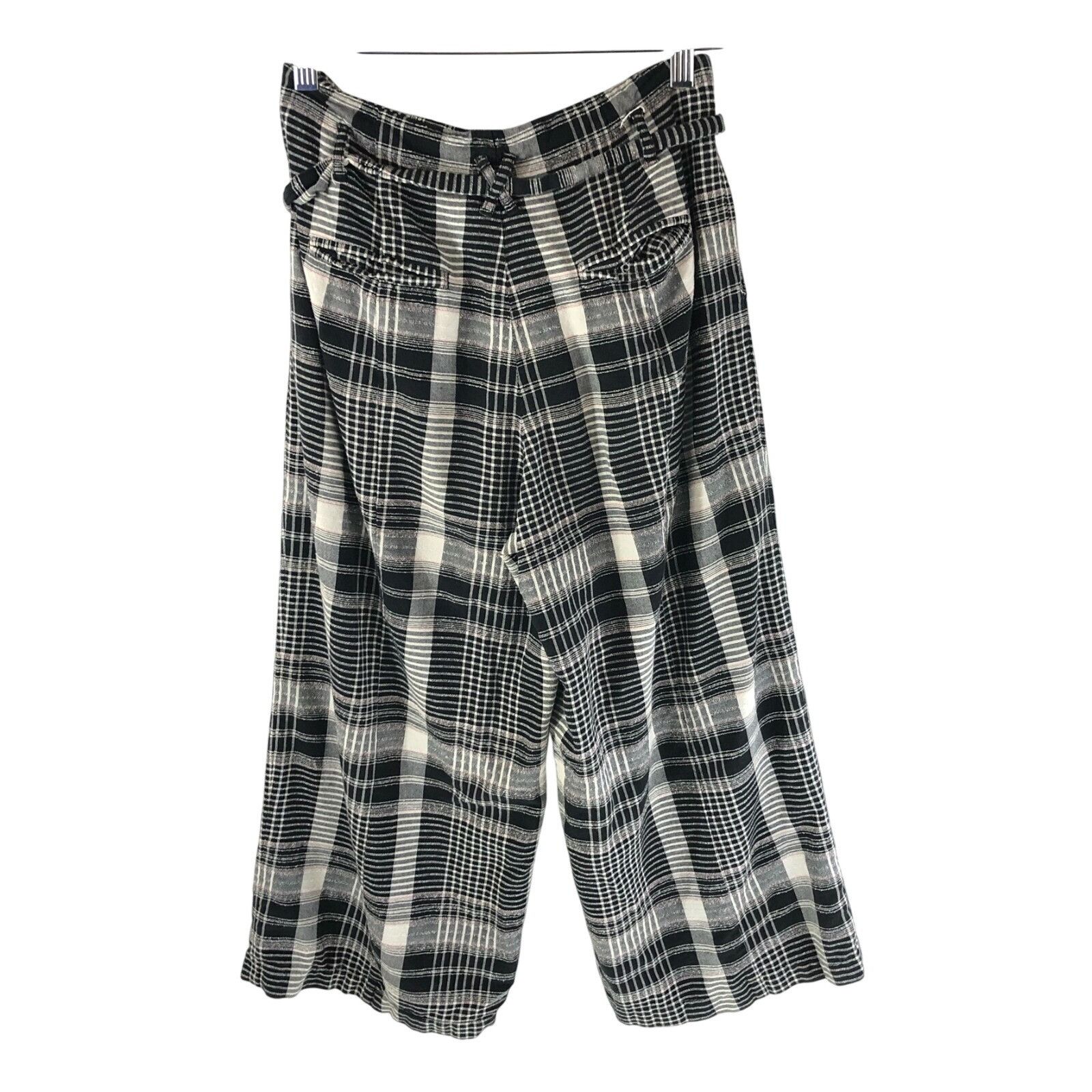 Anthropologie ett:twa Anthropologie Womens Crop Pants Wide Leg Plaid Tie W Size 27" / US 4 / IT 40 - 2 Thumbnail