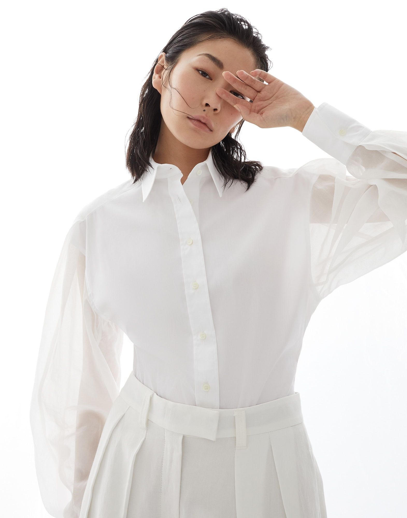 Brunello Cucinelli o1w1db10825 Blouse in White Size L / US 10 / IT 46 - 3 Thumbnail