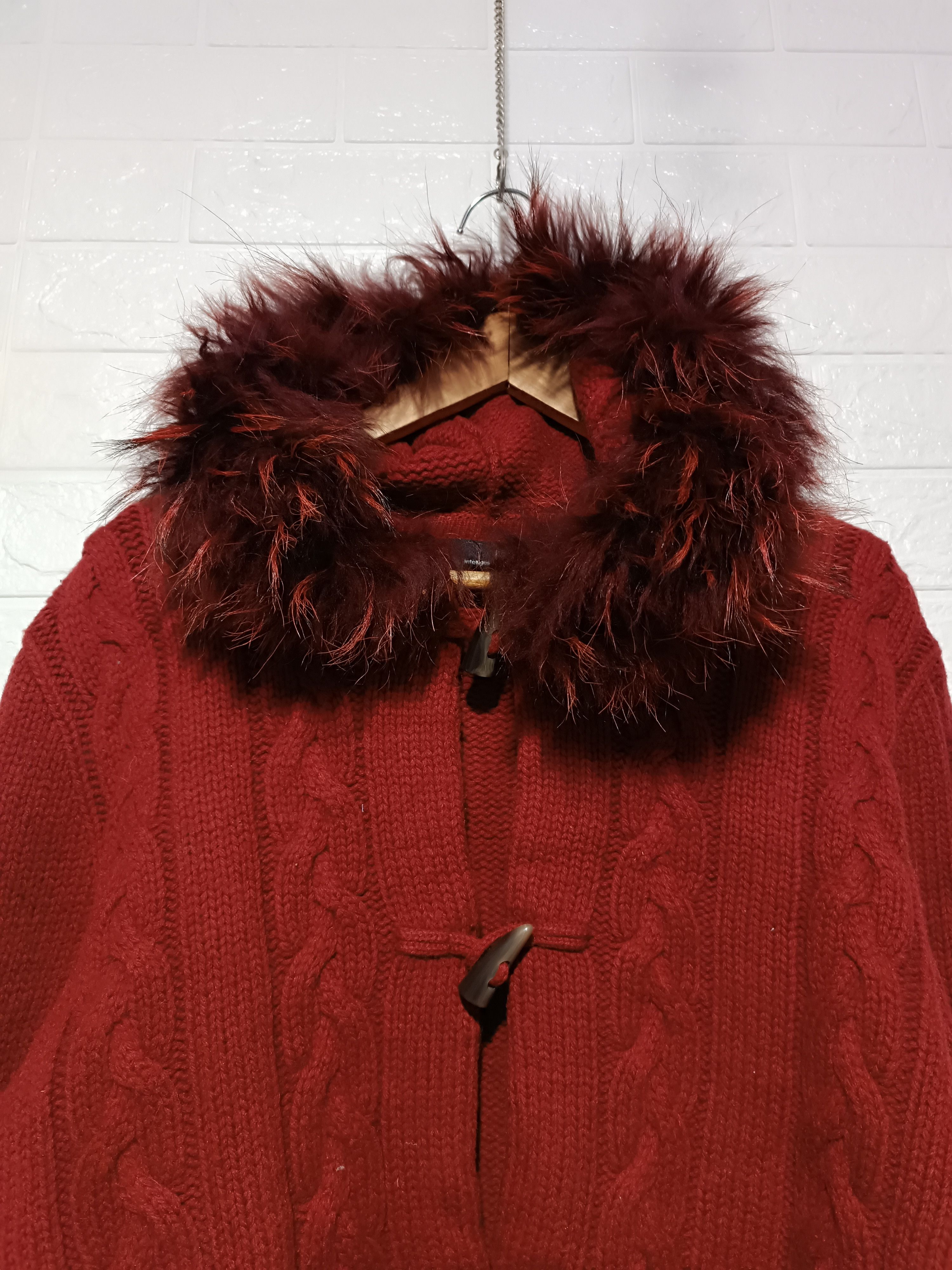 Japanese Brand Red Knit Wool Fur Hoodie Size US L / EU 52-54 / 3 - 3 Thumbnail