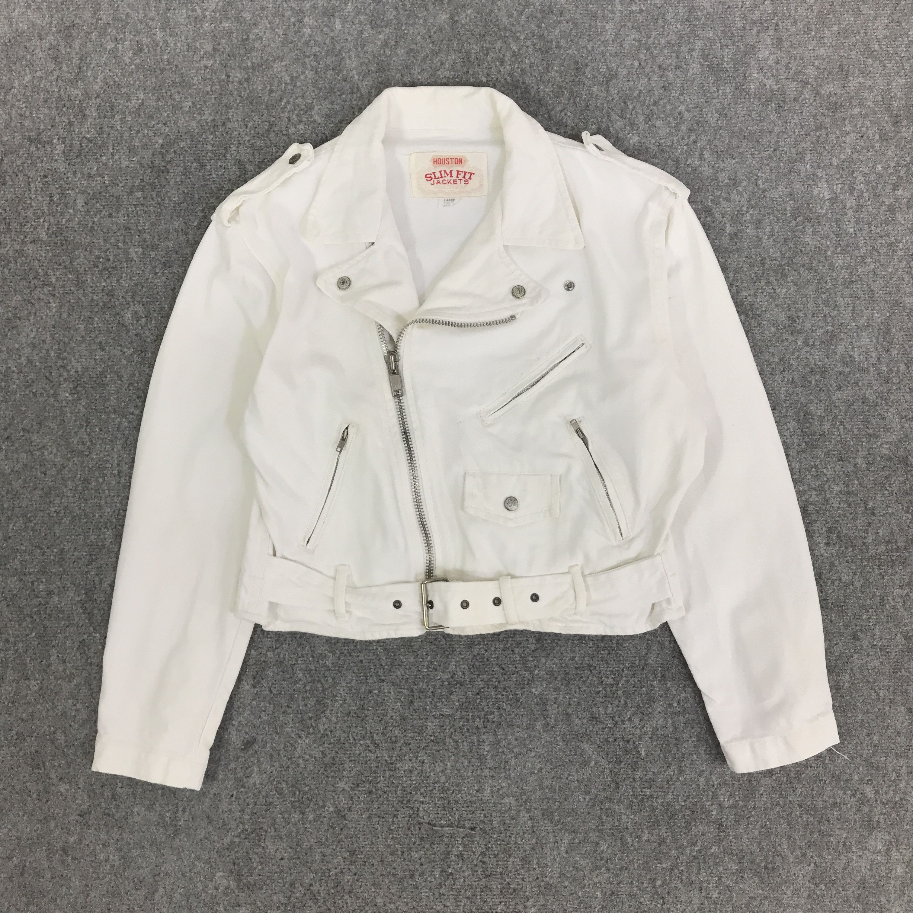 Japanese Brand HOUSTON DENIM DOUBLE COLLAR BIKER STYLE JACKET K78B4 Size US L / EU 52-54 / 3 - 1 Thumbnail