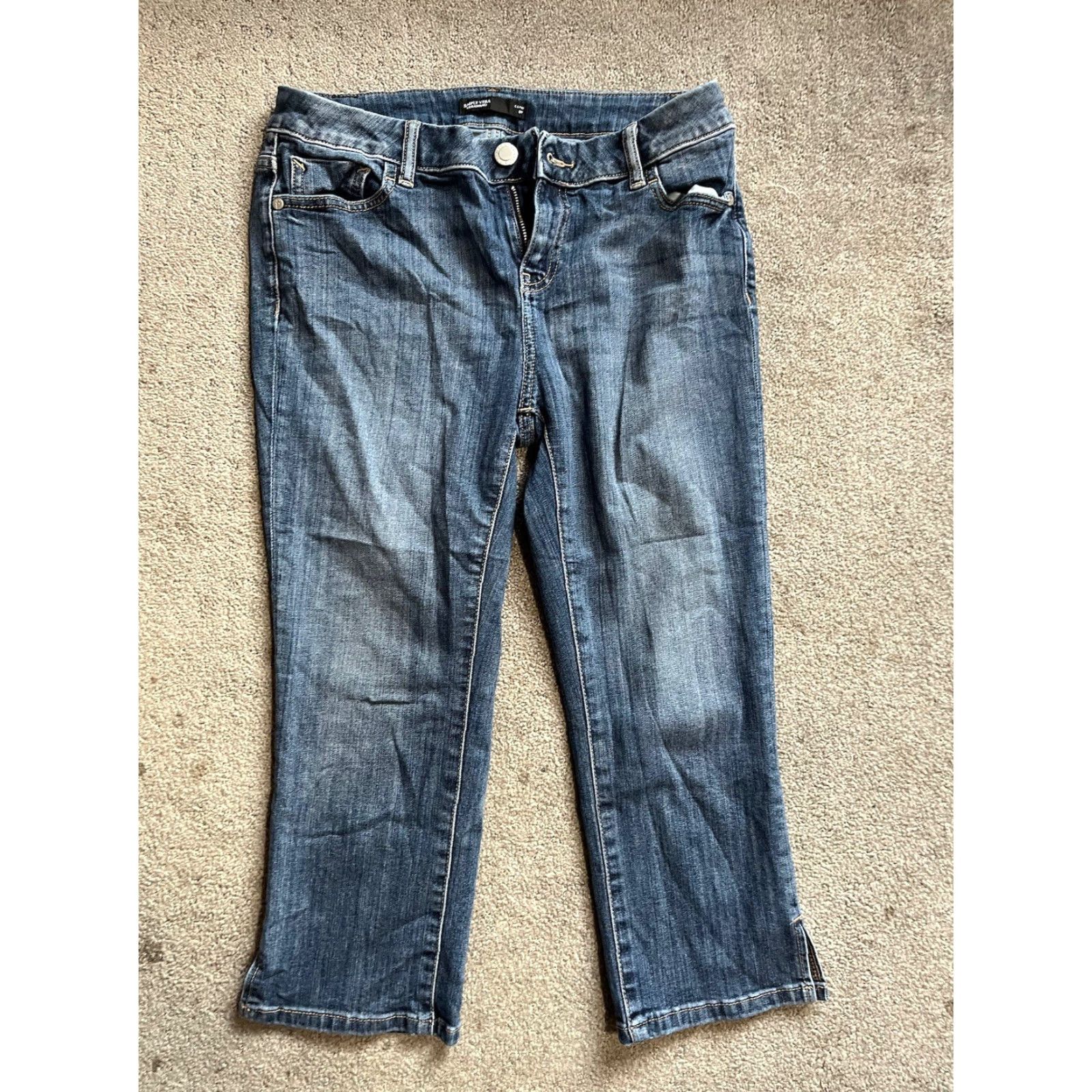 Vintage Simply Vera Vera Wang Jeans Capri Women 8P Medium Wash Blue 5-Pocket Stretch Denim Capris Womens Size 30" / US 8 / IT 44 - 3 Thumbnail