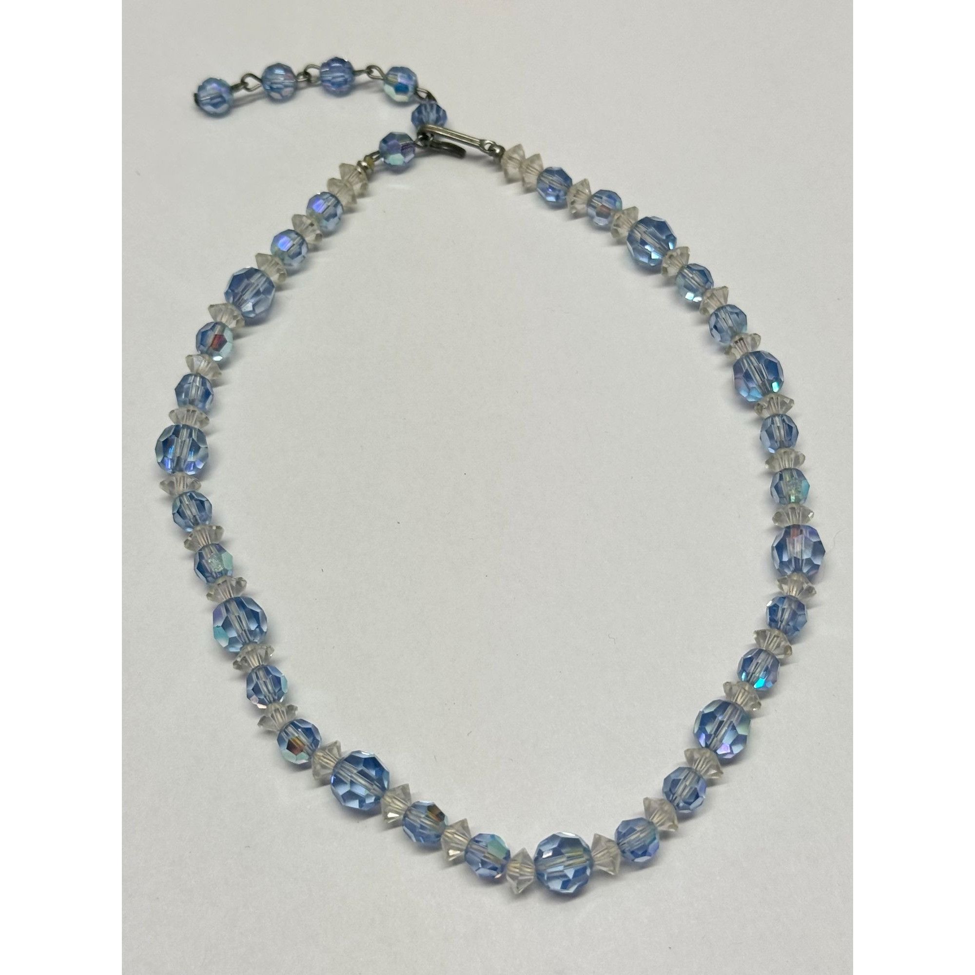 Vintage Vintage blue clear crystal beaded collar necklace Size ONE SIZE - 2 Thumbnail