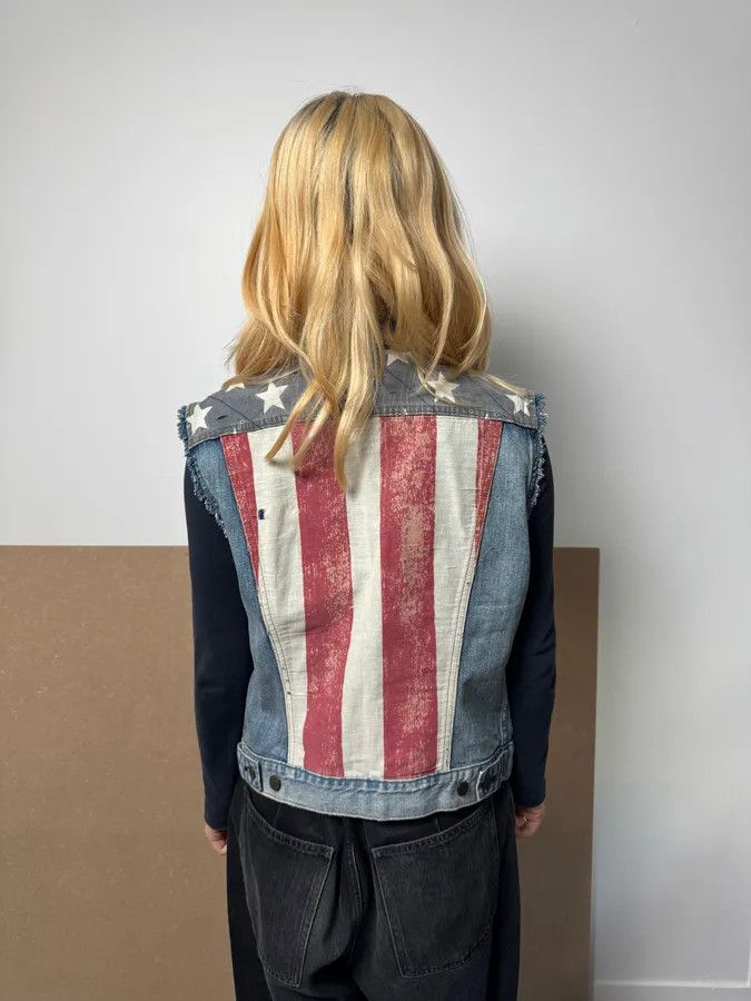 Polo Ralph Lauren 2000s Ralph Lauren USA Flag Denim Vest Jacket Size XS / US 0-2 / IT 36-38 - 4 Thumbnail