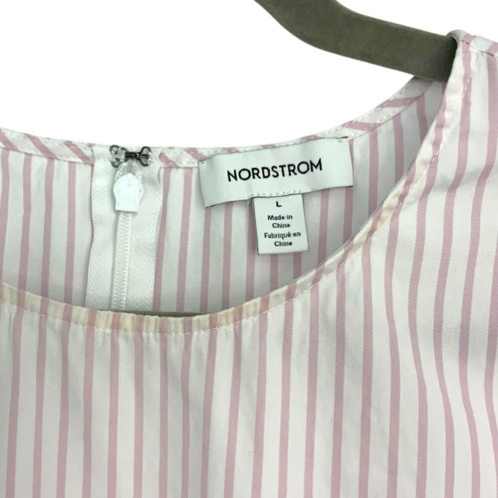Nordstrom Nordstrom 100% Cotton Puff Sleeve Top Pink Stripe Large NWOT Size L / US 10 / IT 46 - 3 Thumbnail