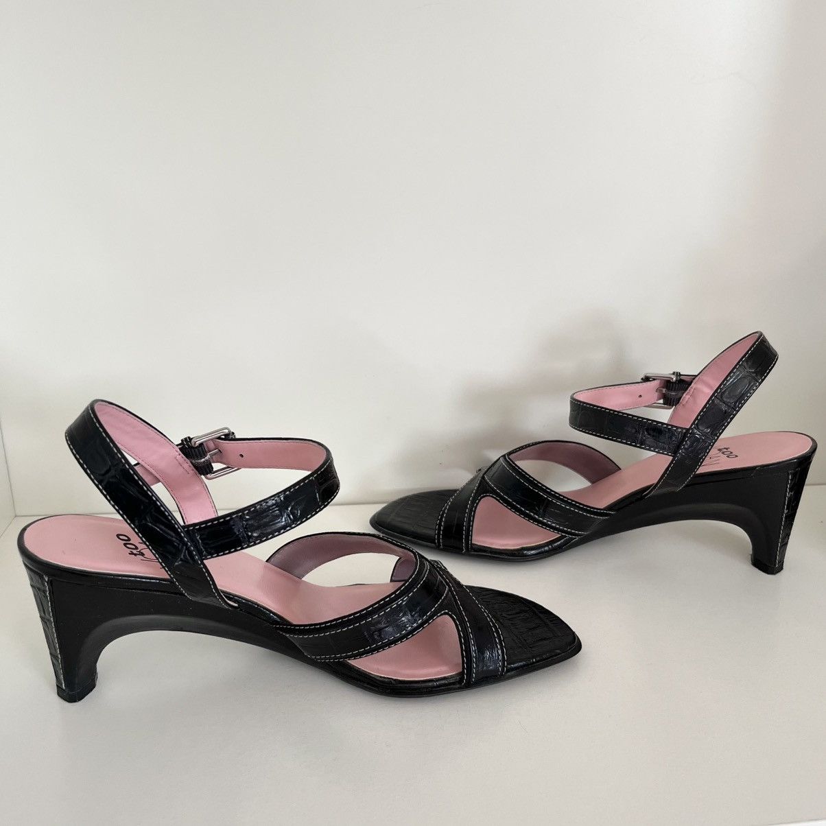 Other Y2k too Joan & David leather stitched heeled sandals Size US 6 / IT 36 - 18 Thumbnail