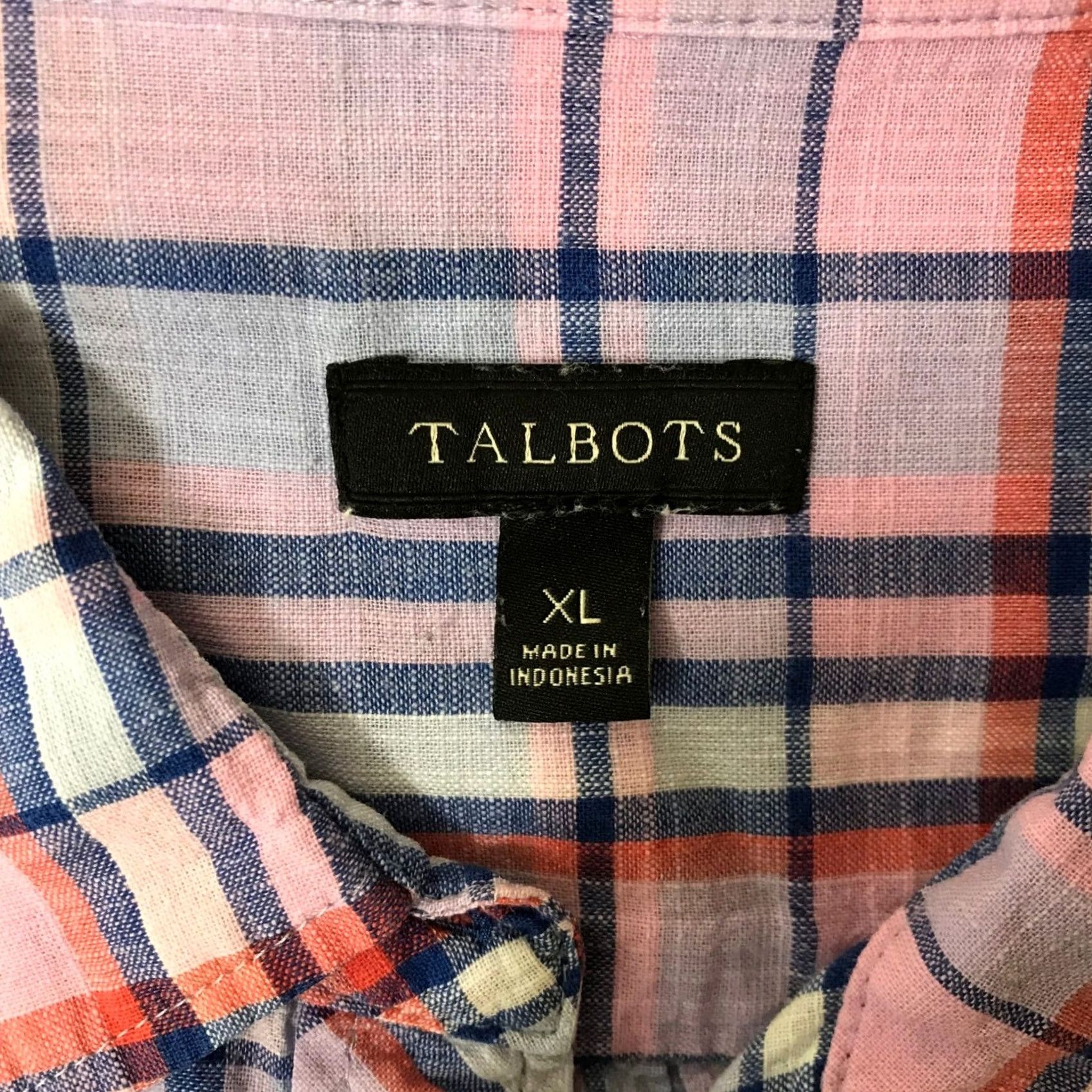 Talbots VINTAGE Talbots Womens XL Purple Pink Plaid Cotton Button-Down Long Sleeve Shirt Size XL / US 12-14 / IT 48-50 - 7 Thumbnail