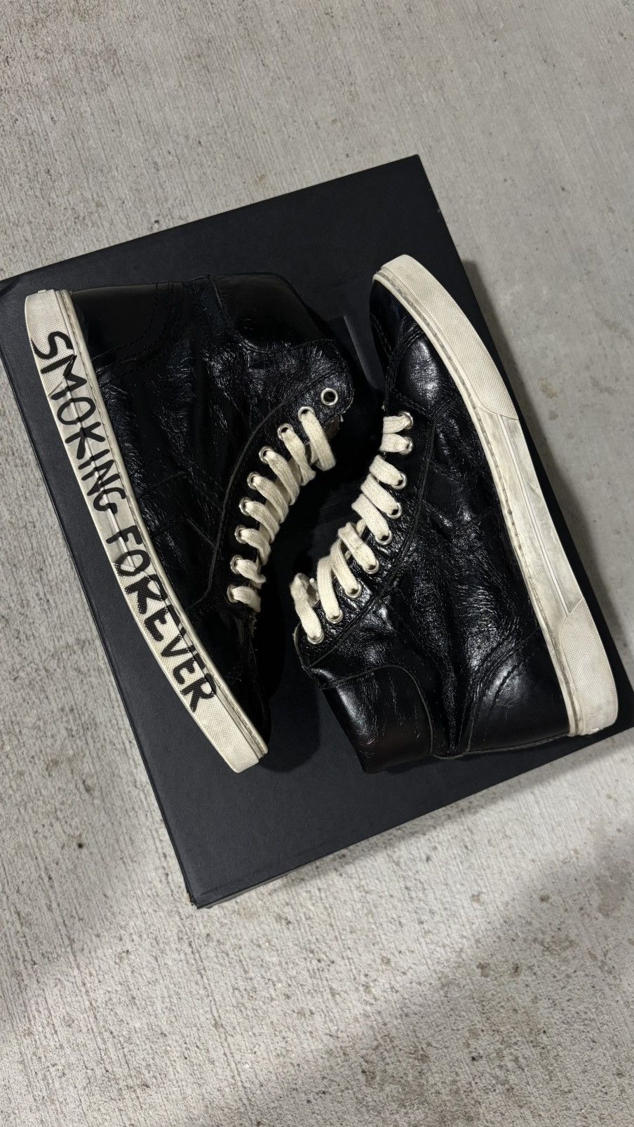 Saint Laurent Paris Saint Laurent Paris “Smoking Forever” High Top Sneaker Size US 5.5 / EU 38 - 7 Thumbnail