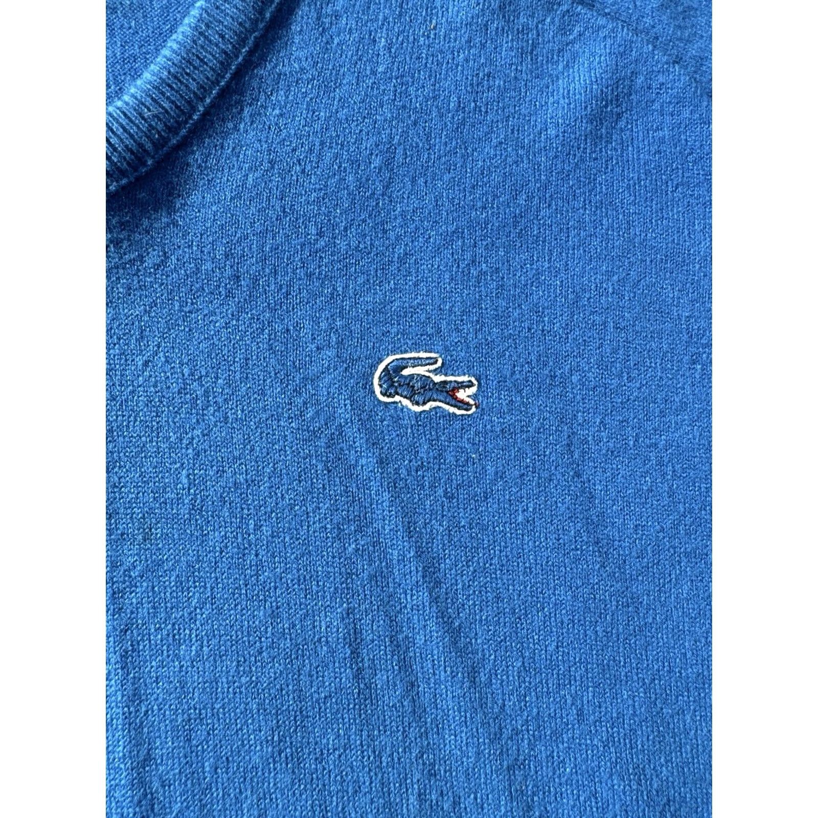 Lacoste VINTAGE Lacoste Sweater Blue Crocodile Logo V Neck Medium Mens Size US M / EU 48-50 / 2 - 4 Thumbnail